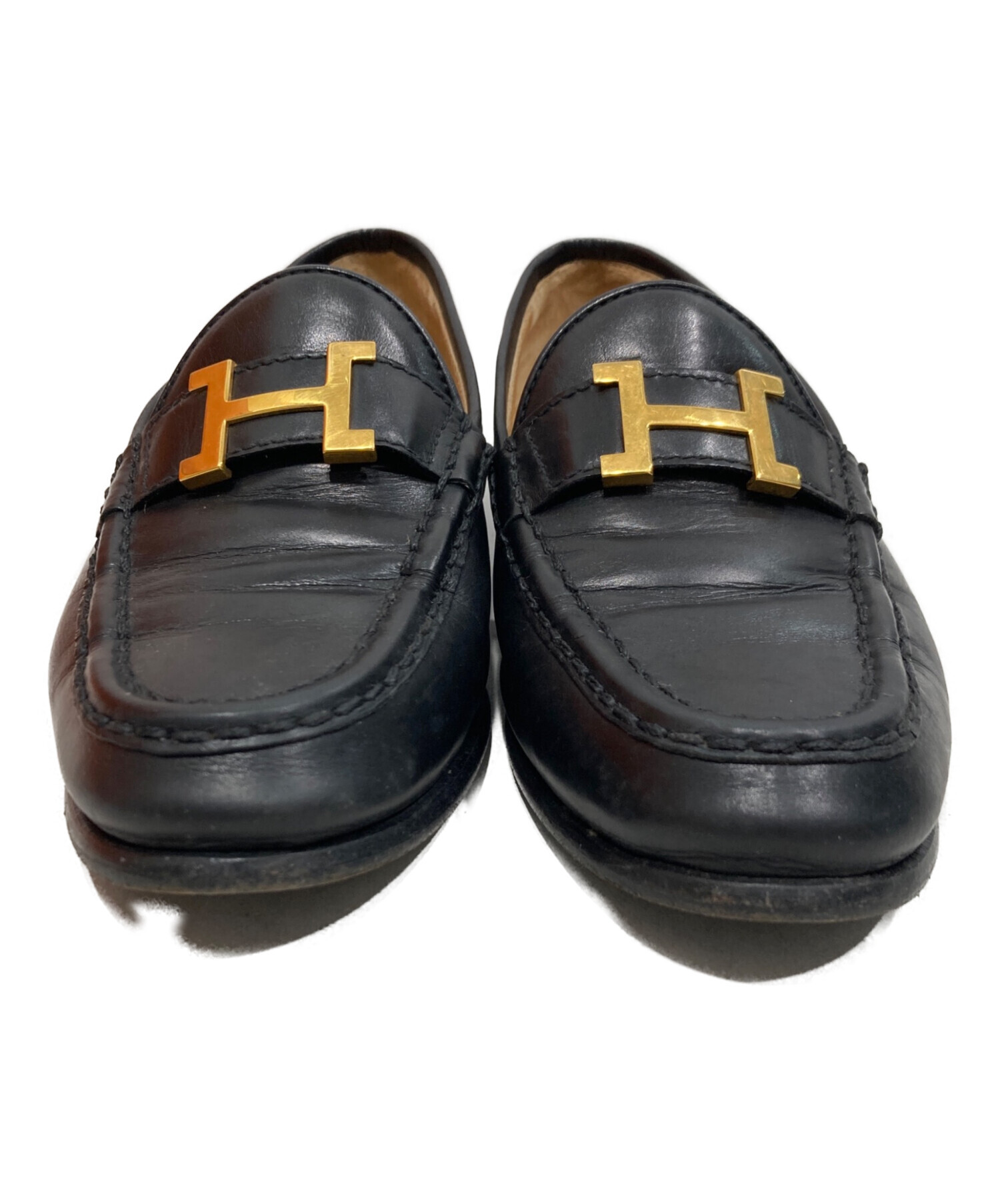 中古・古着通販】HERMES (エルメス) Hロゴローファー ブラック サイズ