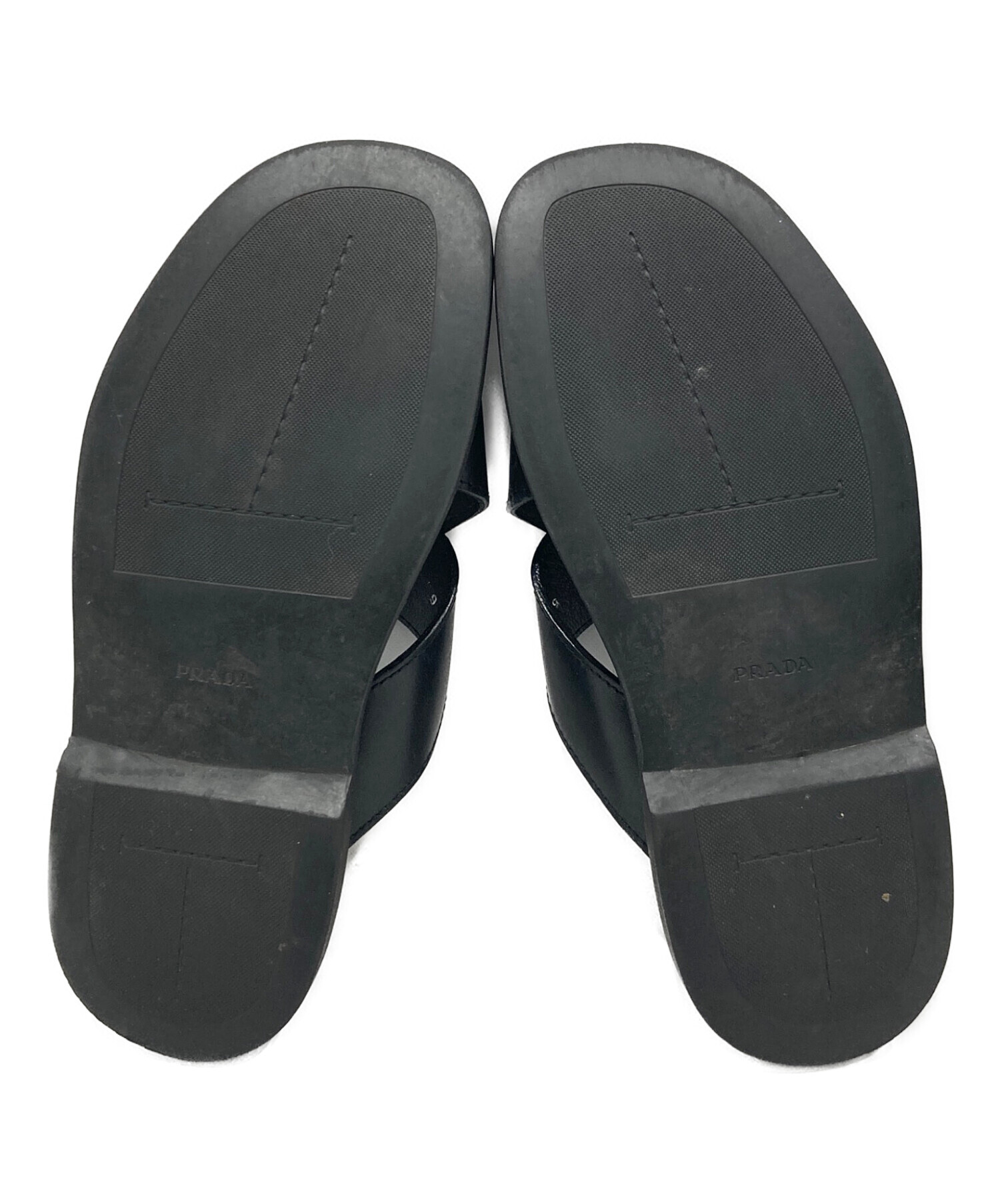 中古・古着通販】PRADA (プラダ) クロスレザーサンダル ブラック