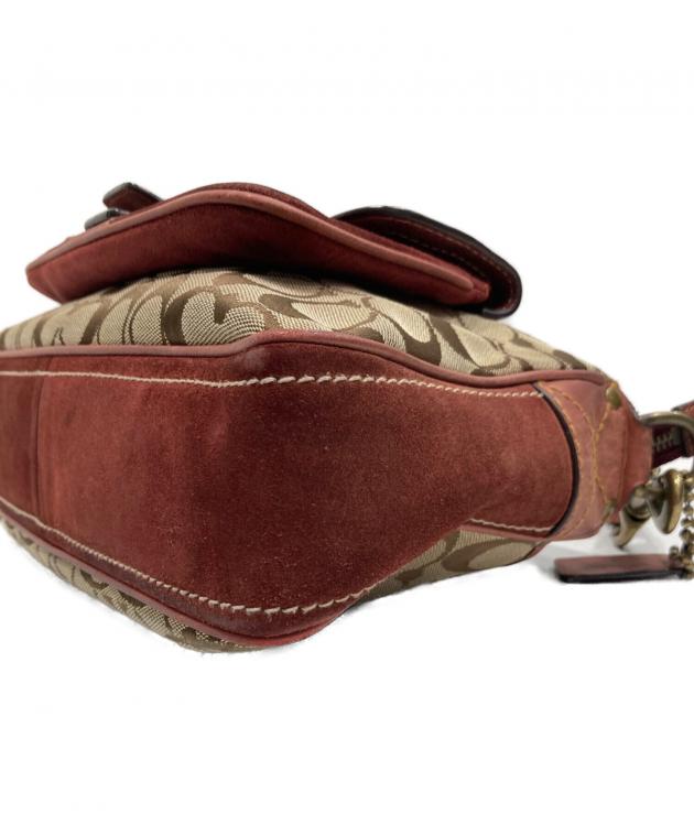 COACH コーチ ワンショルダー バッグ キャンバス レッド10730 中古・古着通販】COACH (コーチ) ワンショルダーバッグ レッド