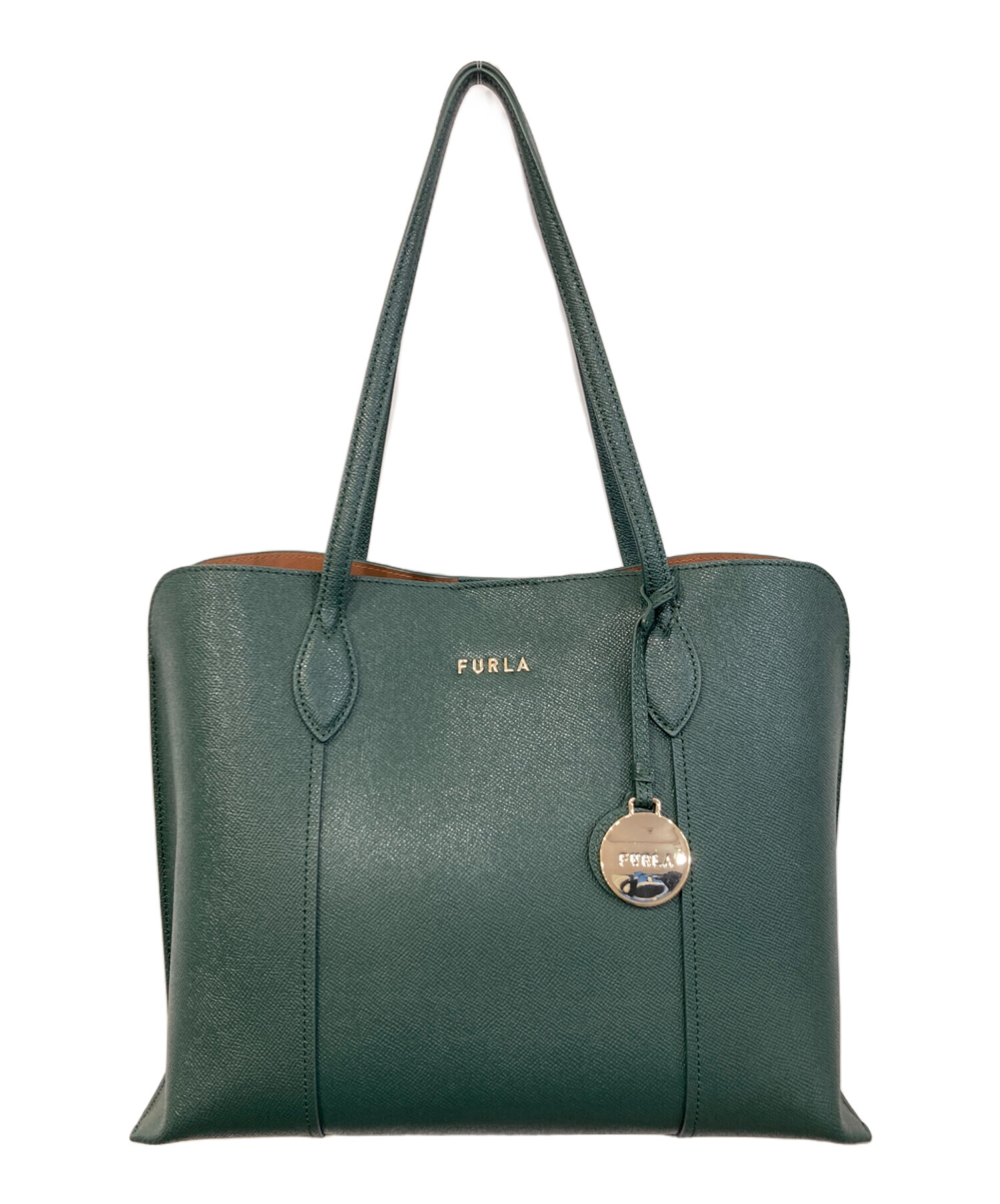 【美品】FURLA ダークグリーン トートバッグ 中古・古着通販】FURLA (フルラ) パラダイストートバッグ グリーン