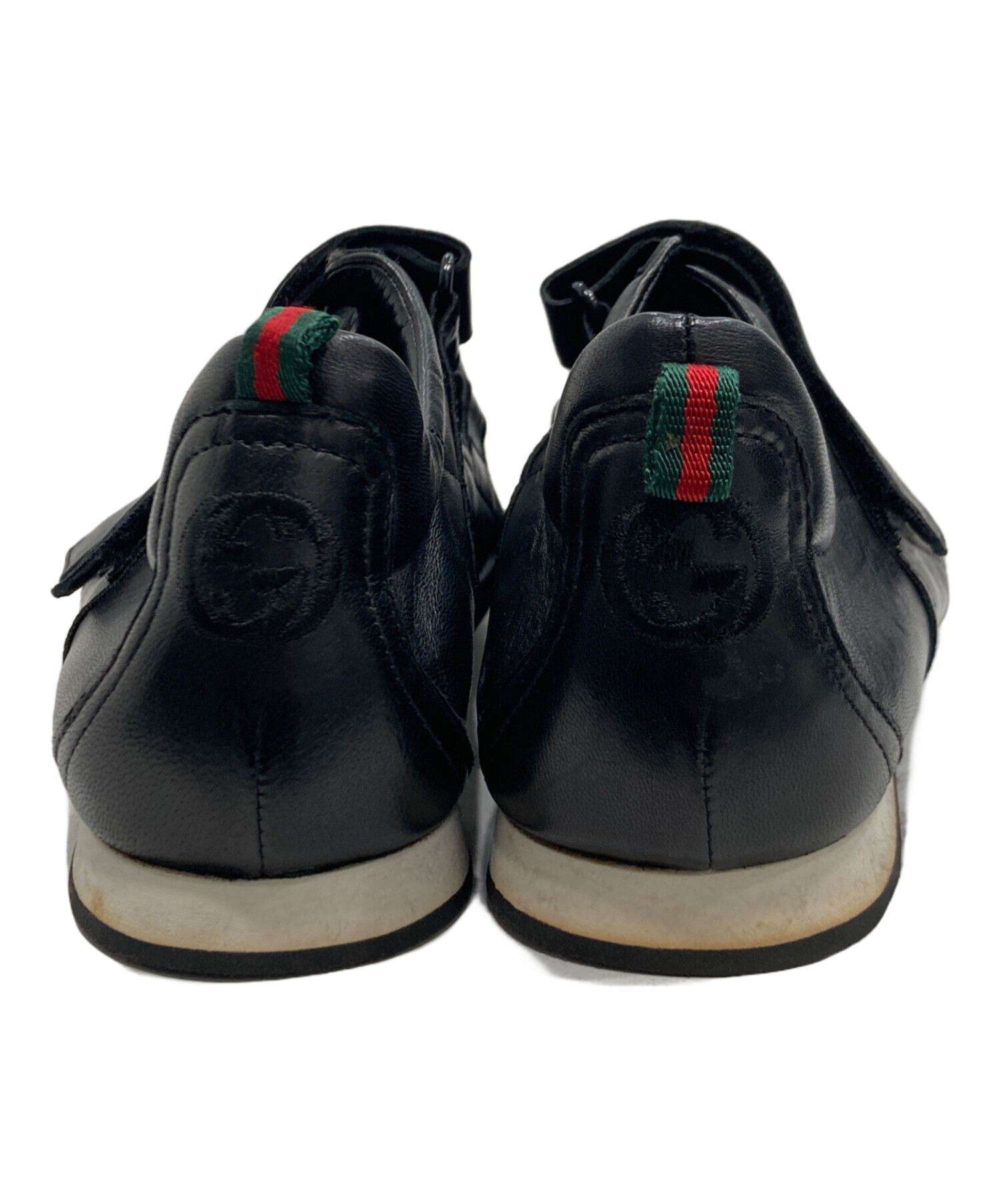 美品 GUCCI グッチ スニーカー ベルクロ GGレザー ビンテージ 23.5 中古・古着通販】GUCCI (グッチ) レザーベルクロシューズ ブラック