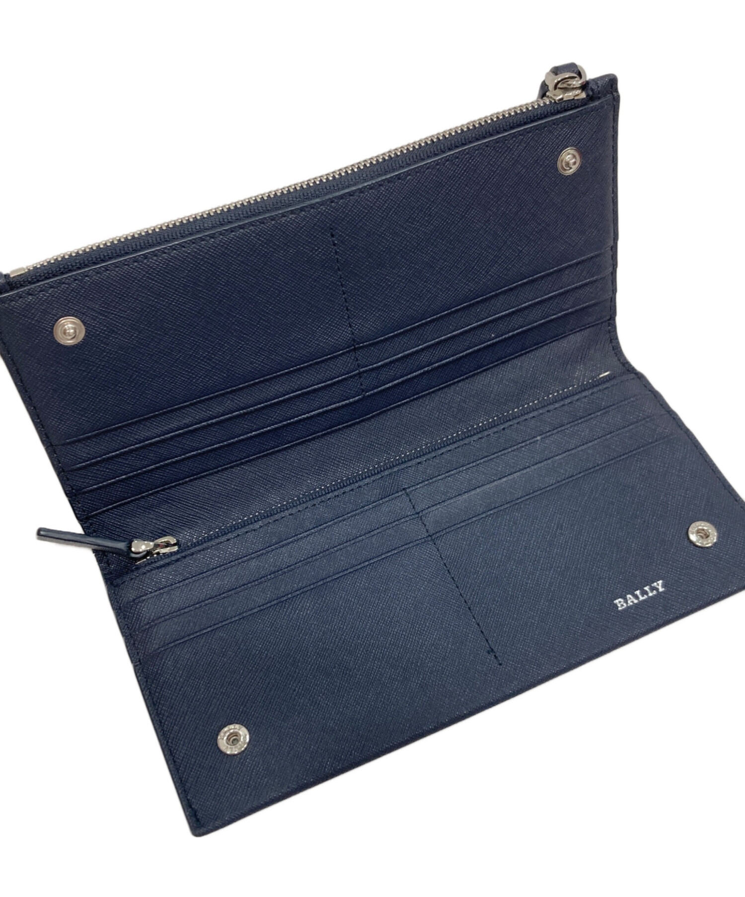 BALLY 長財布 ネイビー カーボンデザイン 中古・古着通販】BALLY (バリー) 2つ折り長財布 ネイビー｜ブランド
