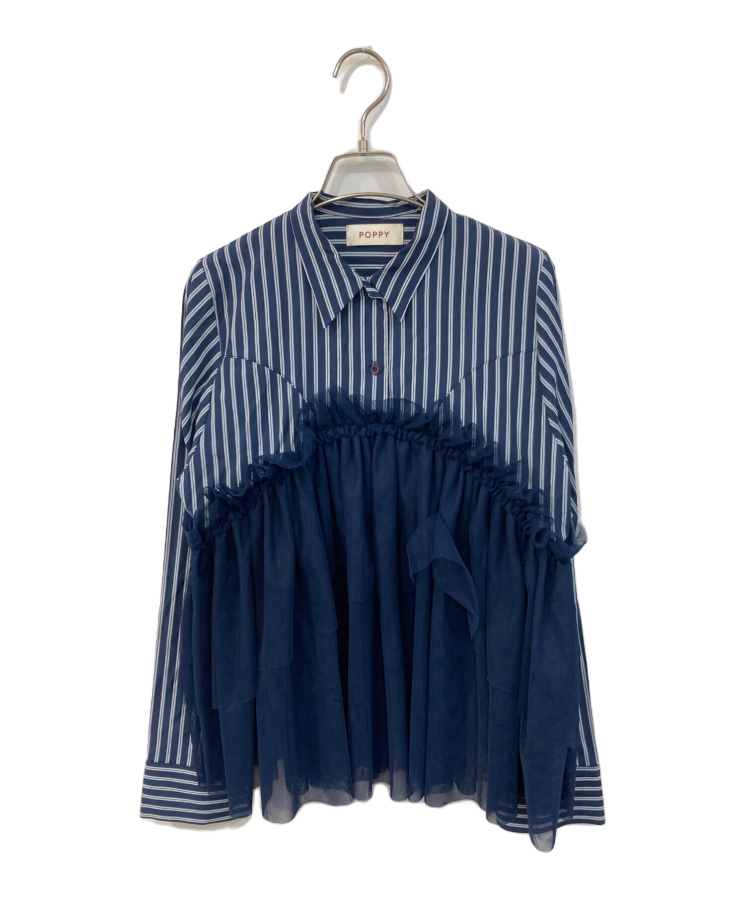中古・古着通販】POPPY (ポピー) tulle docking flare shirt/チュール