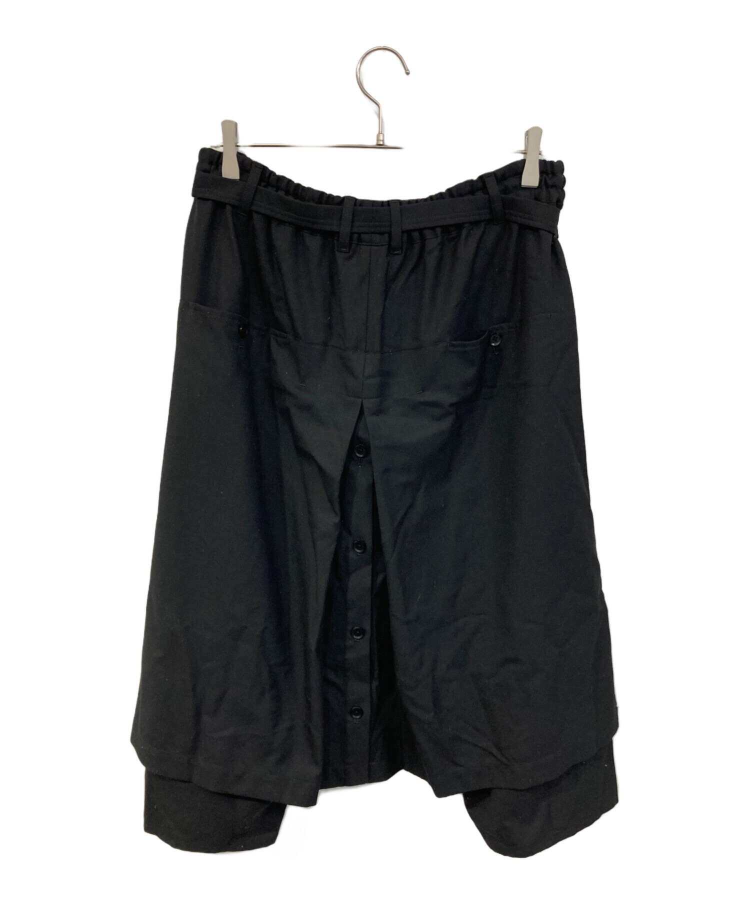Ground Y サルエルパンツ ブラック 中古・古着通販】GROUND Y (グラウンドワイ) ラップサルエルパンツ