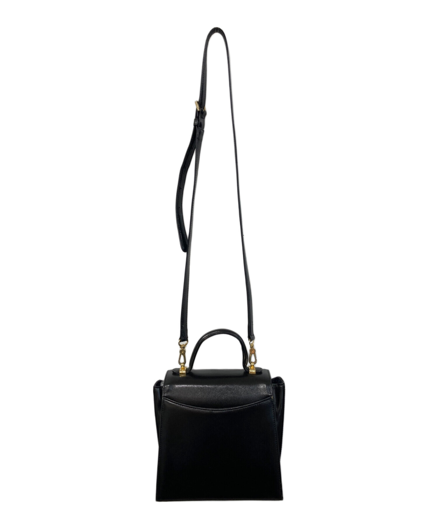 Y2K courreges トートバッグ ブラック レザー デカロゴ 2way 中古・古着通販】courreges (クレージュ) スクエアロゴ2WAYバッグ
