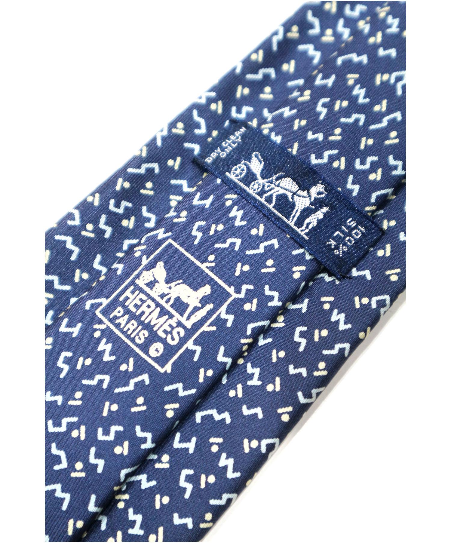 中古・古着通販】HERMES (エルメス) シルクネクタイ ネイビー