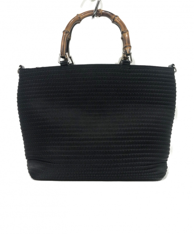 中古・古着通販】GUCCI (グッチ) バンブーハンドバッグ ブラック