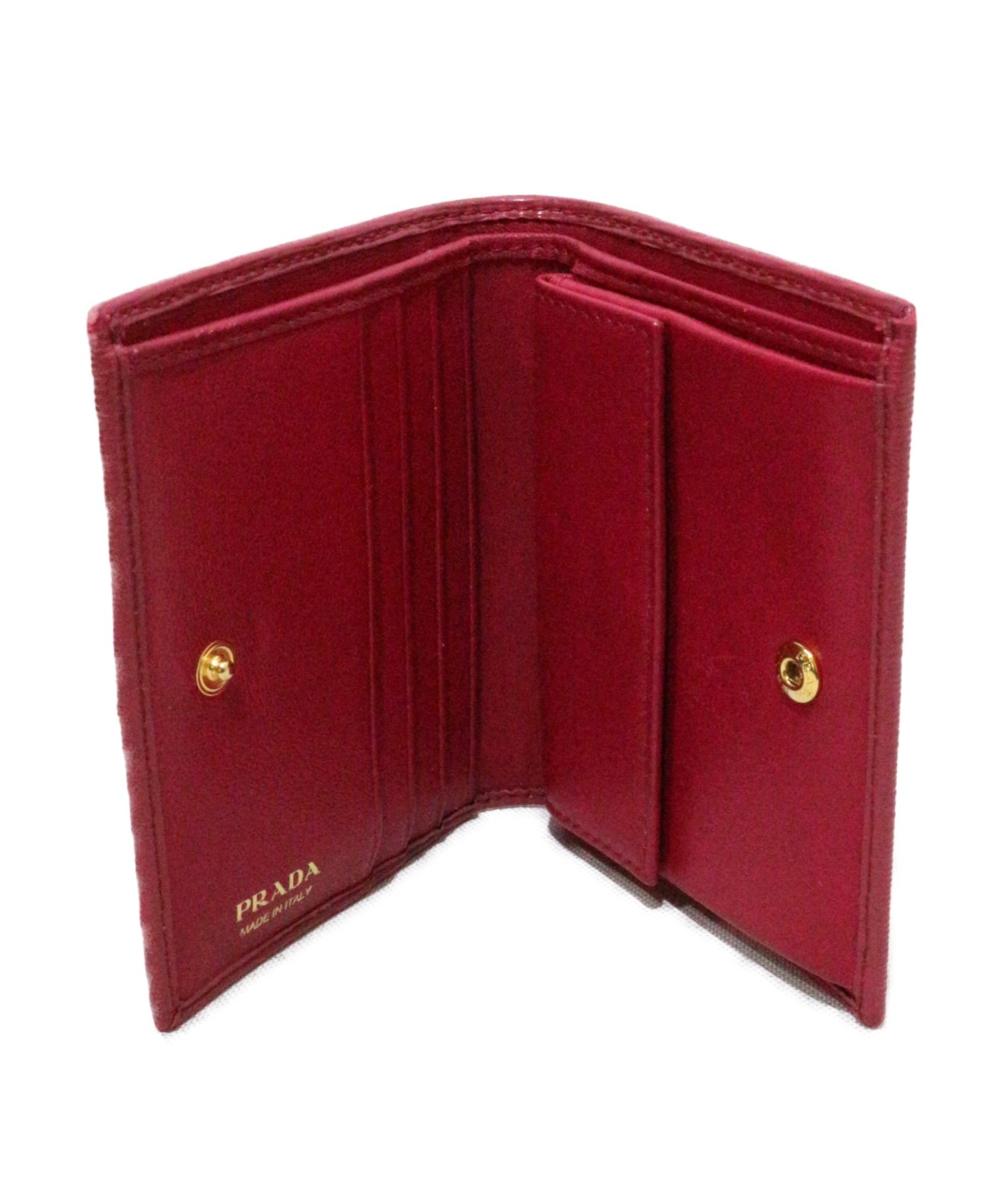 中古・古着通販】PRADA (プラダ) 2つ折り財布 レッド 1MV204｜ブランド