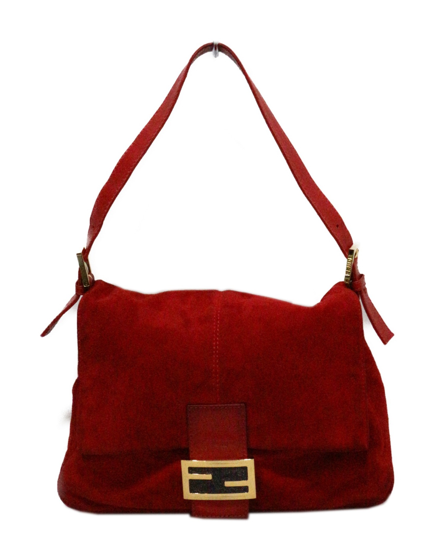 翌日発送可 FENDI マンマバケット スウェード 赤 ハンドバッグ 【公式 