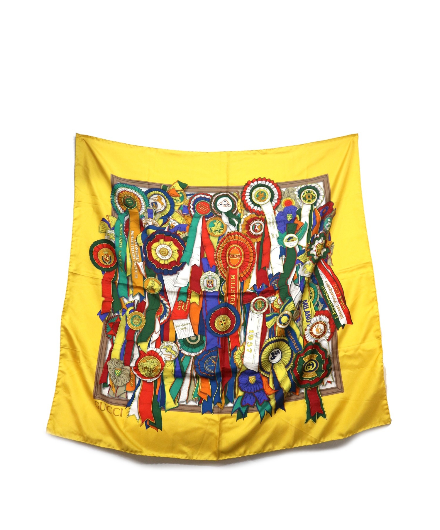 GUCCI グッチ ストール  黄 【古着】【中古】【送料無料】 中古・古着通販】GUCCI (グッチ) シルクストール イエロー｜ブランド