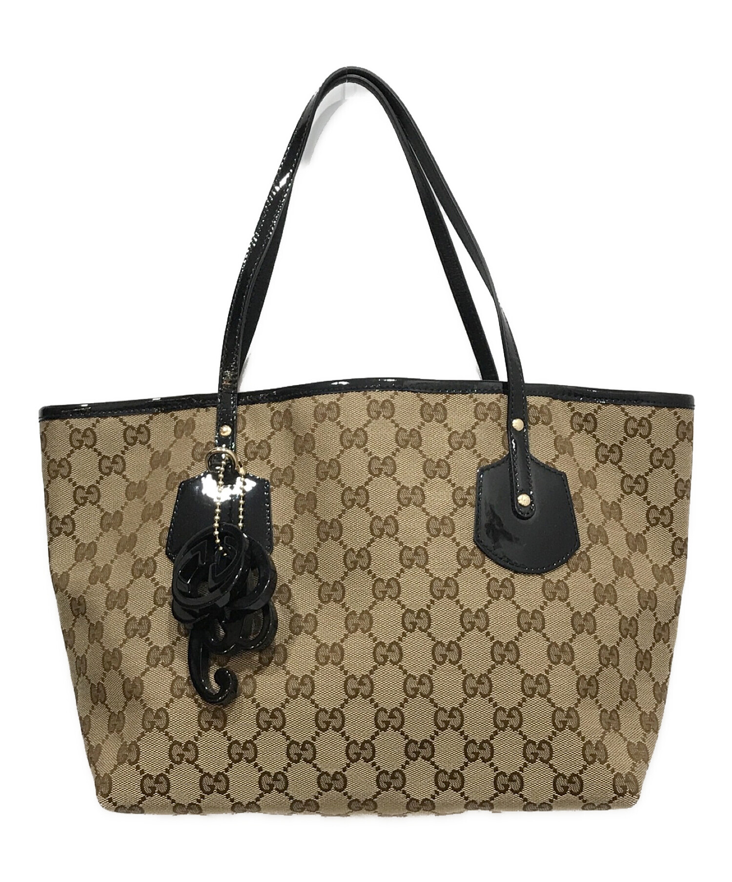 【専用出品】グッチ トートバッグ GGキャンバス GG柄 大容量 エナメル 総柄 中古・古着通販】GUCCI (グッチ) GGキャンバス エナメル トートバッグ