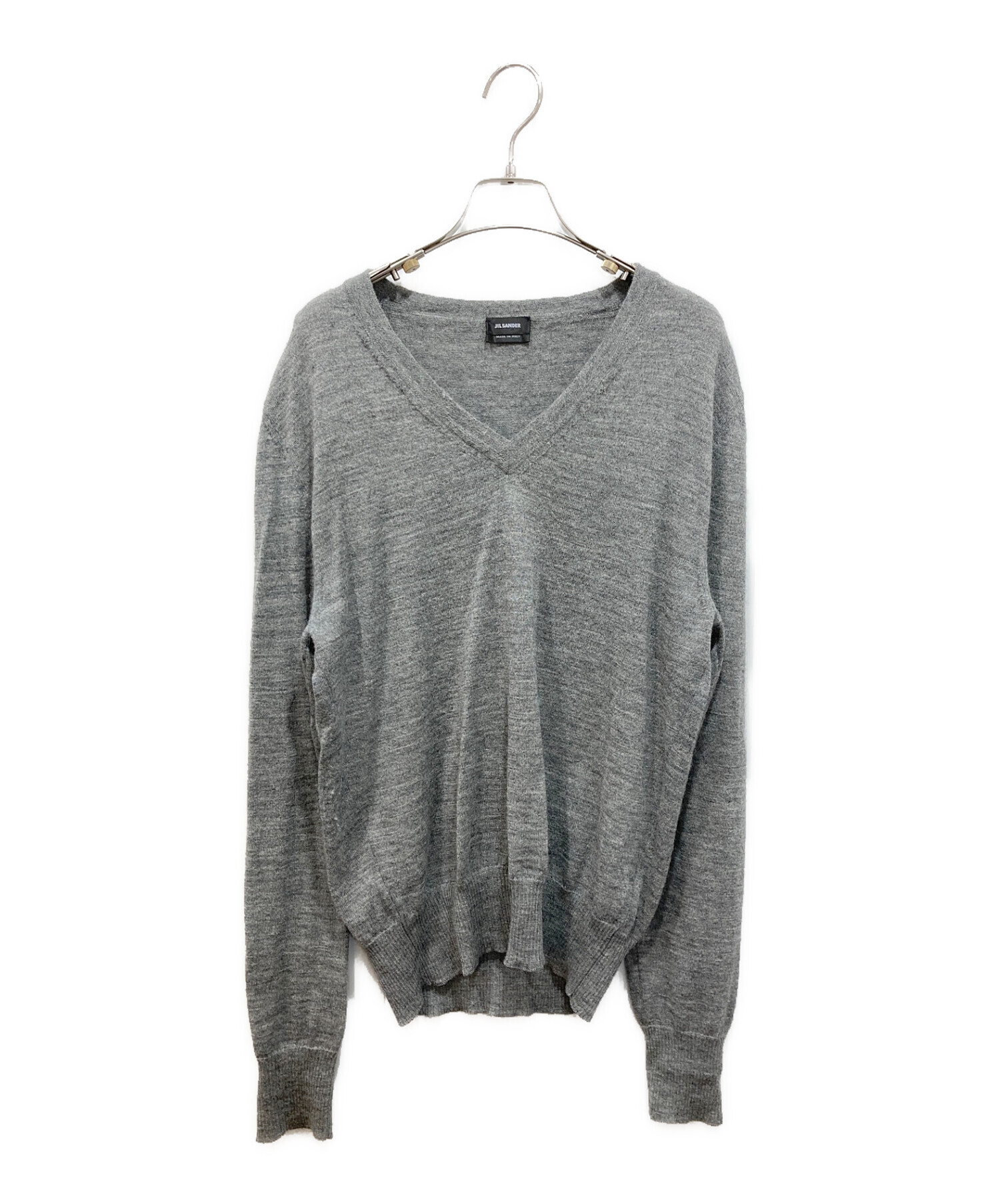 JIL SANDER ホワイト Vネック 長袖ニット 中古・古着通販】JIL SANDER
