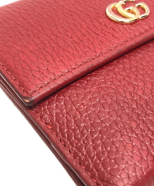 【A様お取置】中古 Gucci 二つ折り財布 ブラック/レッド GG マーモント GUCCI（グッチ） ダブルG バイカラー スモール ウォレット GG