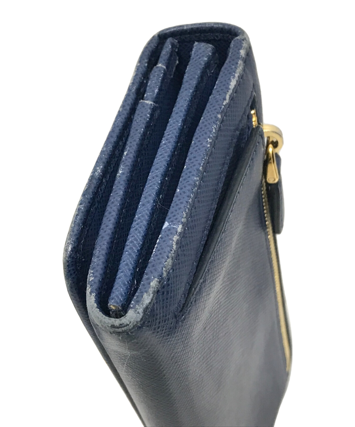 中古・古着通販】PRADA (プラダ) サフィアーノフラップ長財布 ネイビー 