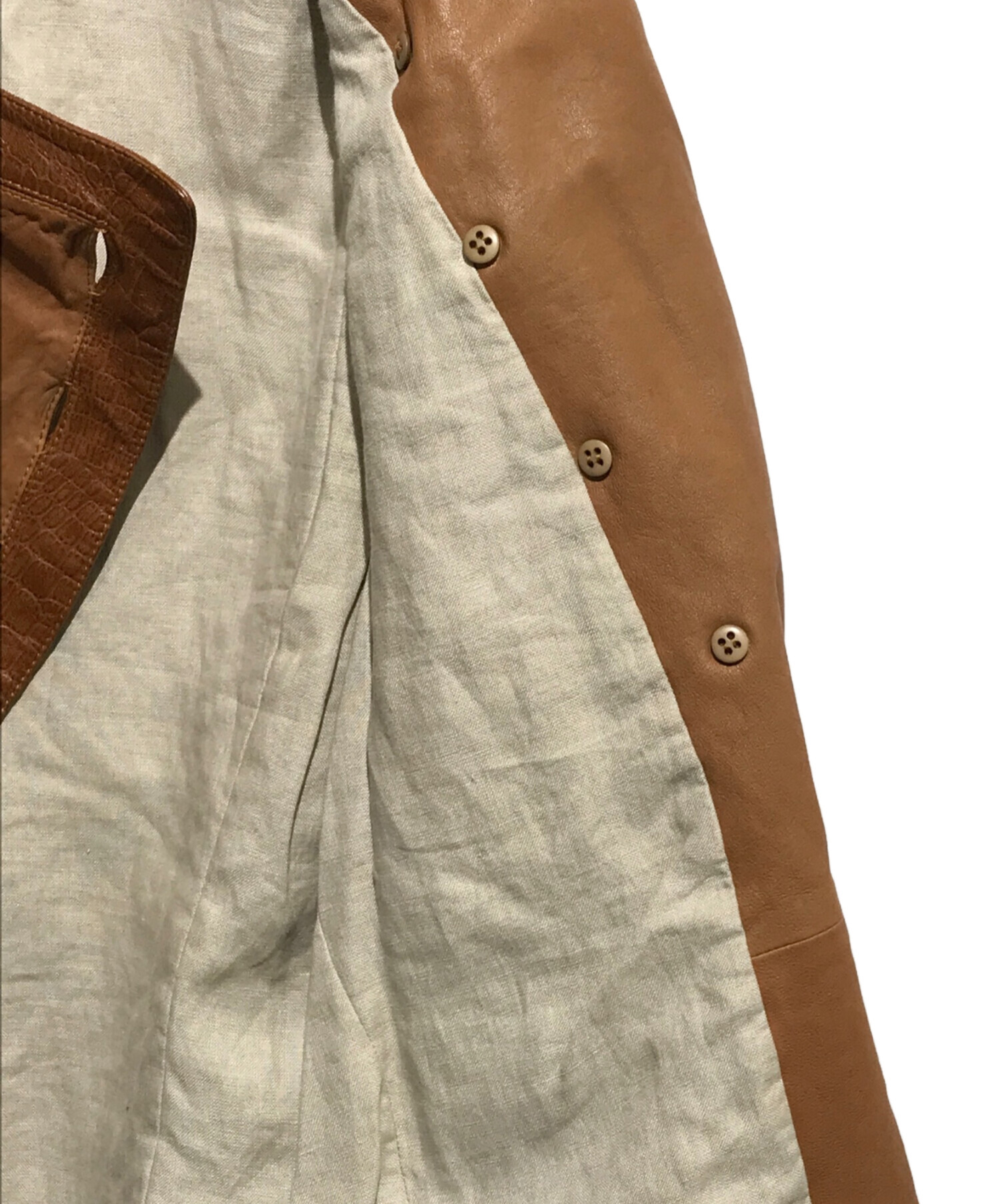 R00530 EMPORIO ARMANI ブラウン レザージャケット レザー 中古・古着通販】EMPORIO ARMANI (エンポリオアルマーニ) レザー