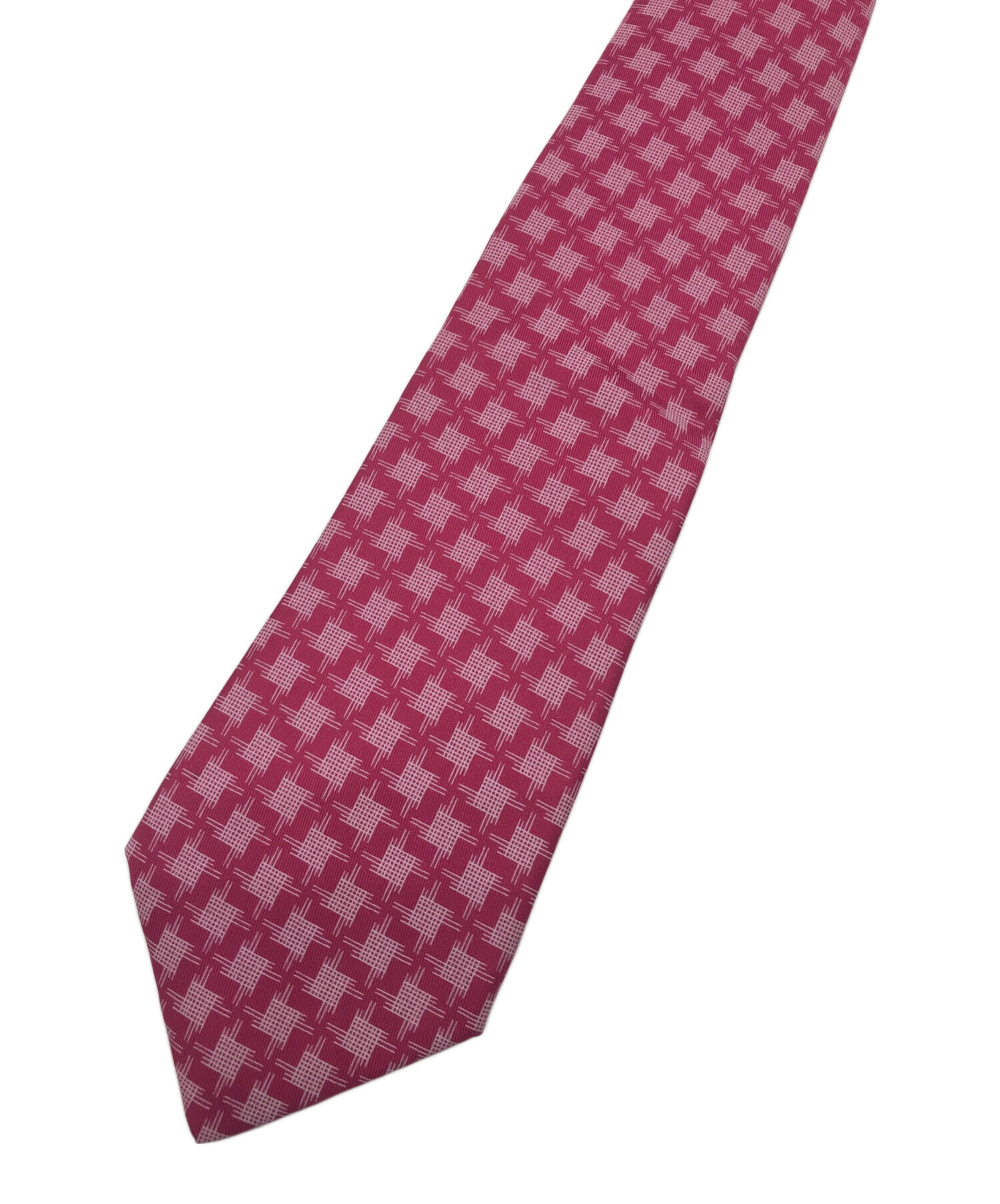 中古・古着通販】HERMES (エルメス) 千鳥格子柄シルクネクタイ レッド