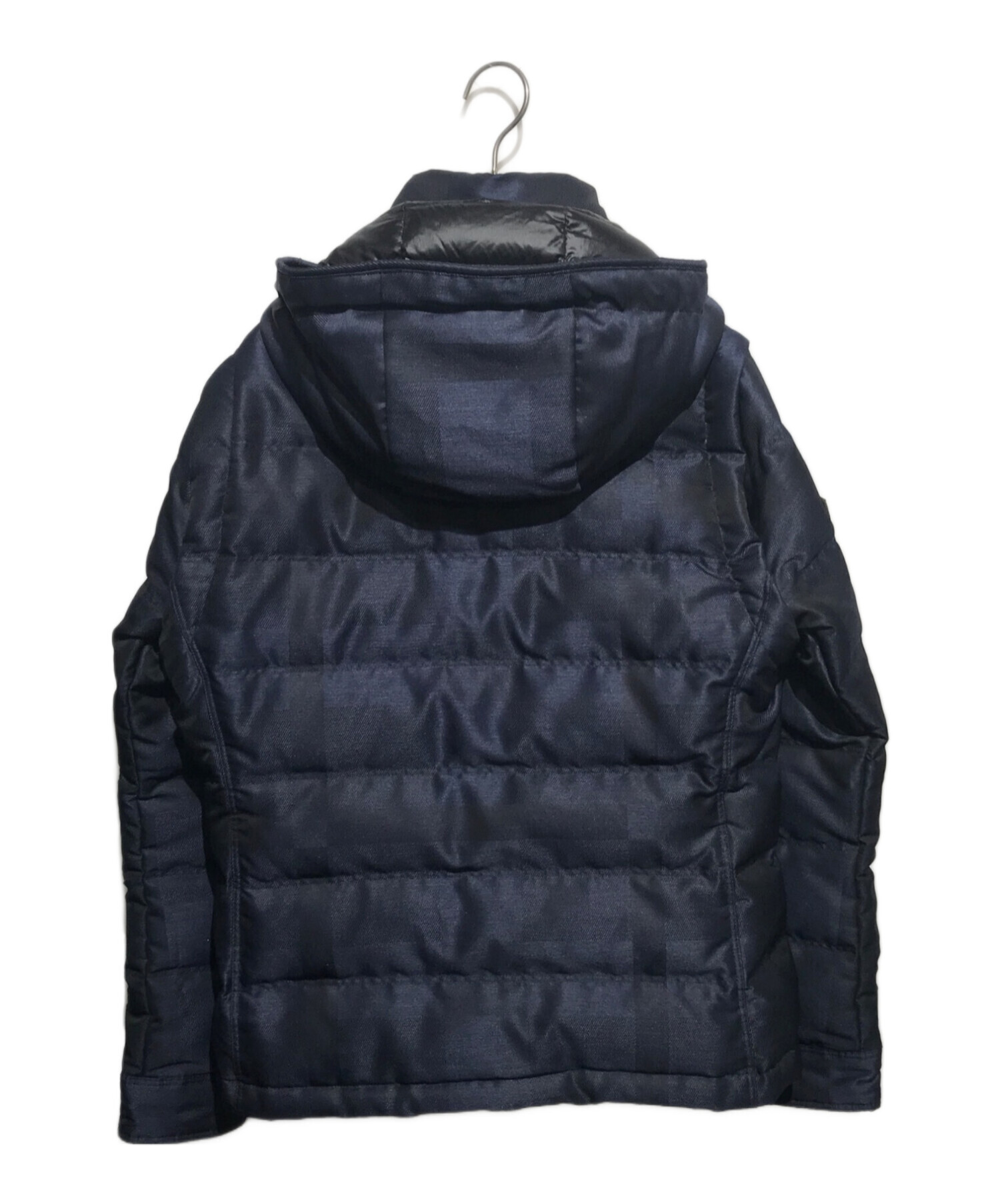 ネイビー チェック ダウンジャケット Mサイズ