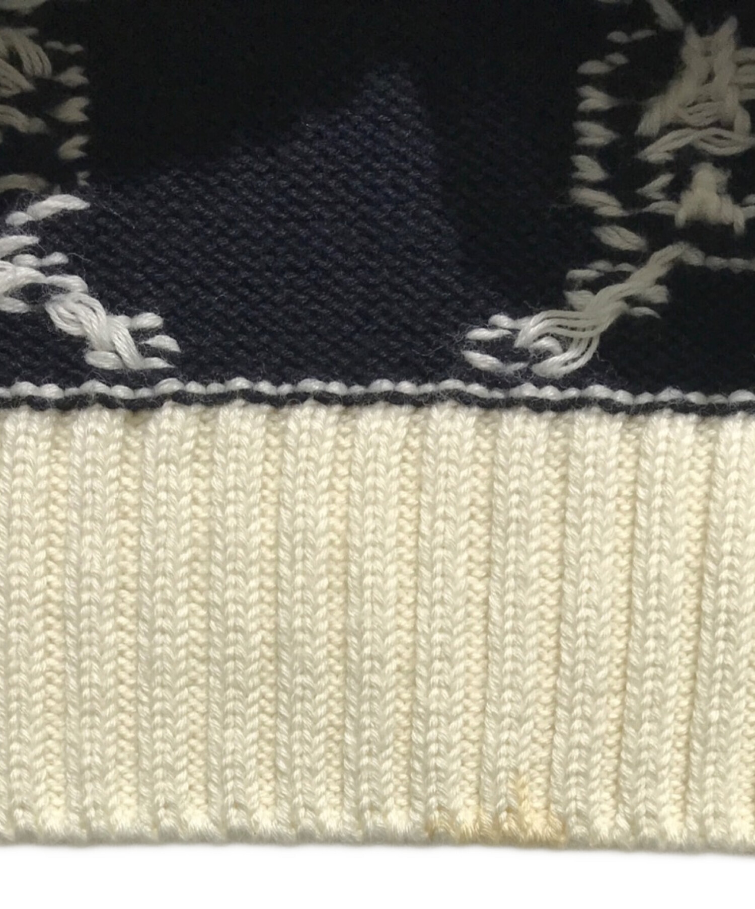 中古・古着通販】GUCCI (グッチ) GG JACQUARD BORDER KNIT ネイビー 