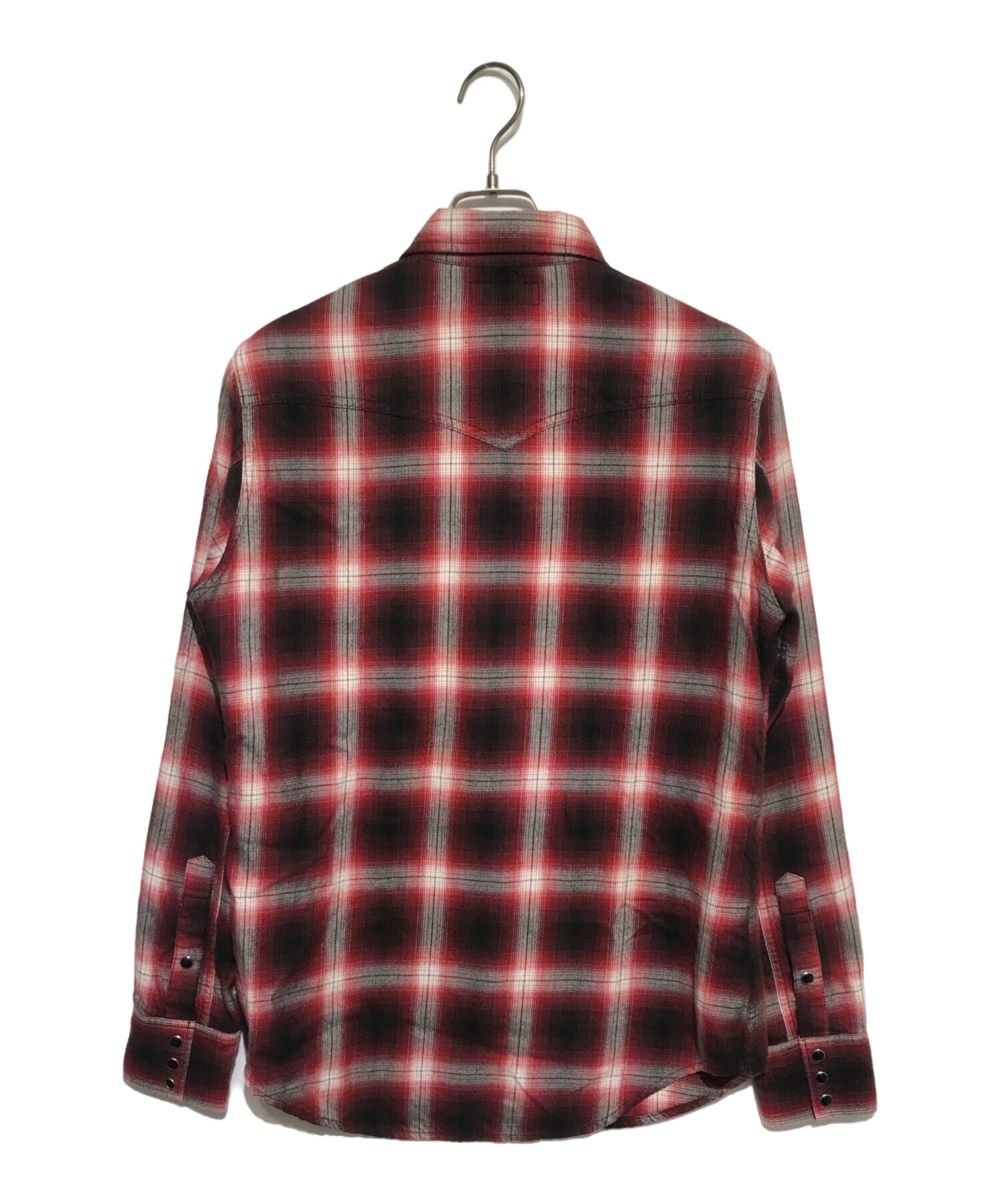 サンローラン パリ エディ期 オンブレチェックシャツSAINT LAURENT サンローランパリ オンブレチェック長袖シャツ S - サンローラン