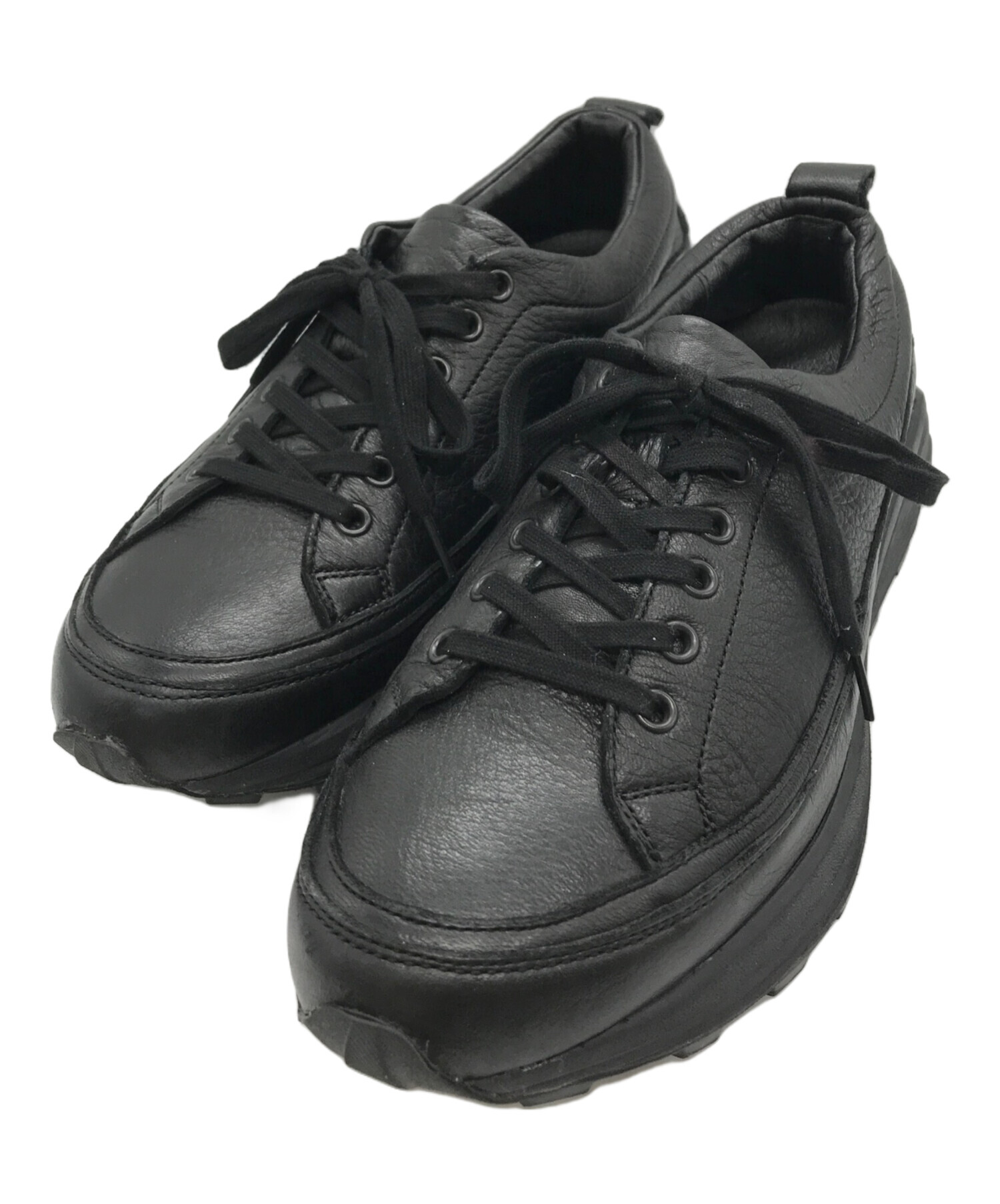 中古・古着通販】YOAK (ヨーク) 厚底レザースニーカー ブラック サイズ