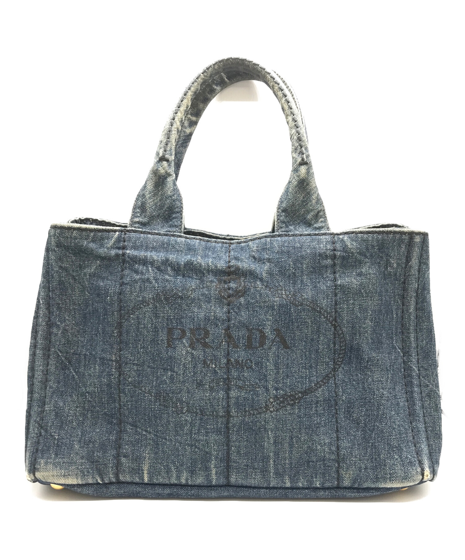 中古・古着通販】PRADA (プラダ) カナパデニムハンドバッグ ブルー 