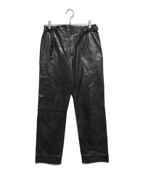 J4017 美品 グッチ ラムレザーワイドパンツ ブラック 44 GUCCI 中古・古着通販】GUCCI (グッチ) ラムレザーパンツ ブラック サイズ:40