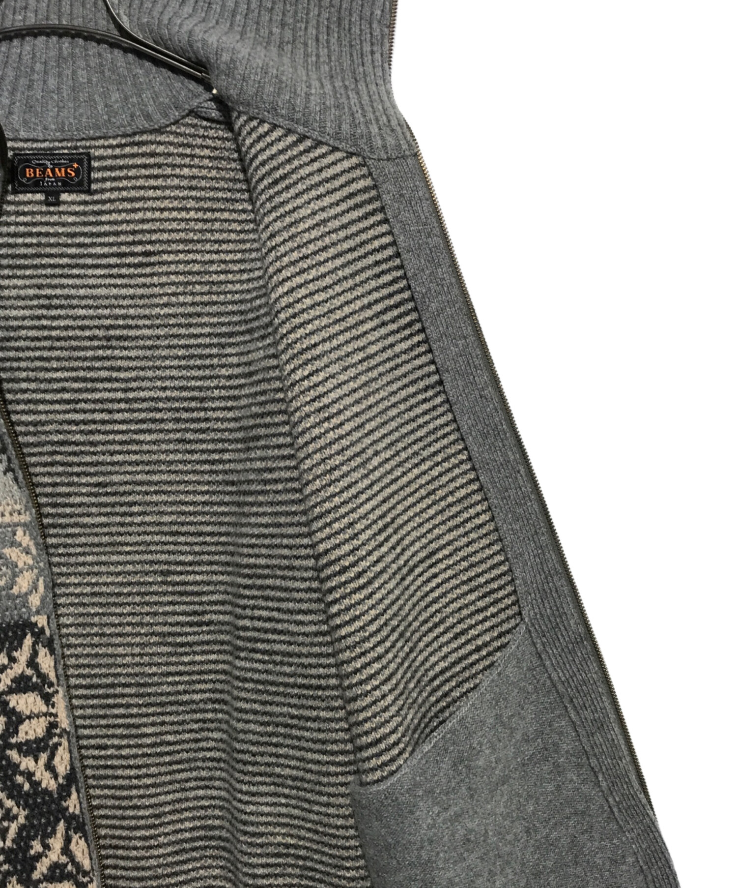 中古・古着通販】BEAMS (ビームス) Zip Cardigan Double Jacquard