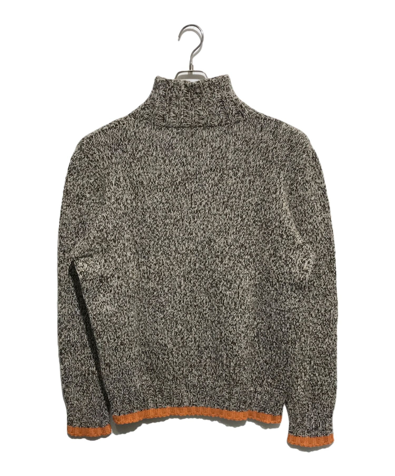 ▲エルメス カシミヤ ハーフジップ メンズニット セーター グレー HERMES（エルメス） ハーフジップ カシミア100％ 長袖ニット メンズ