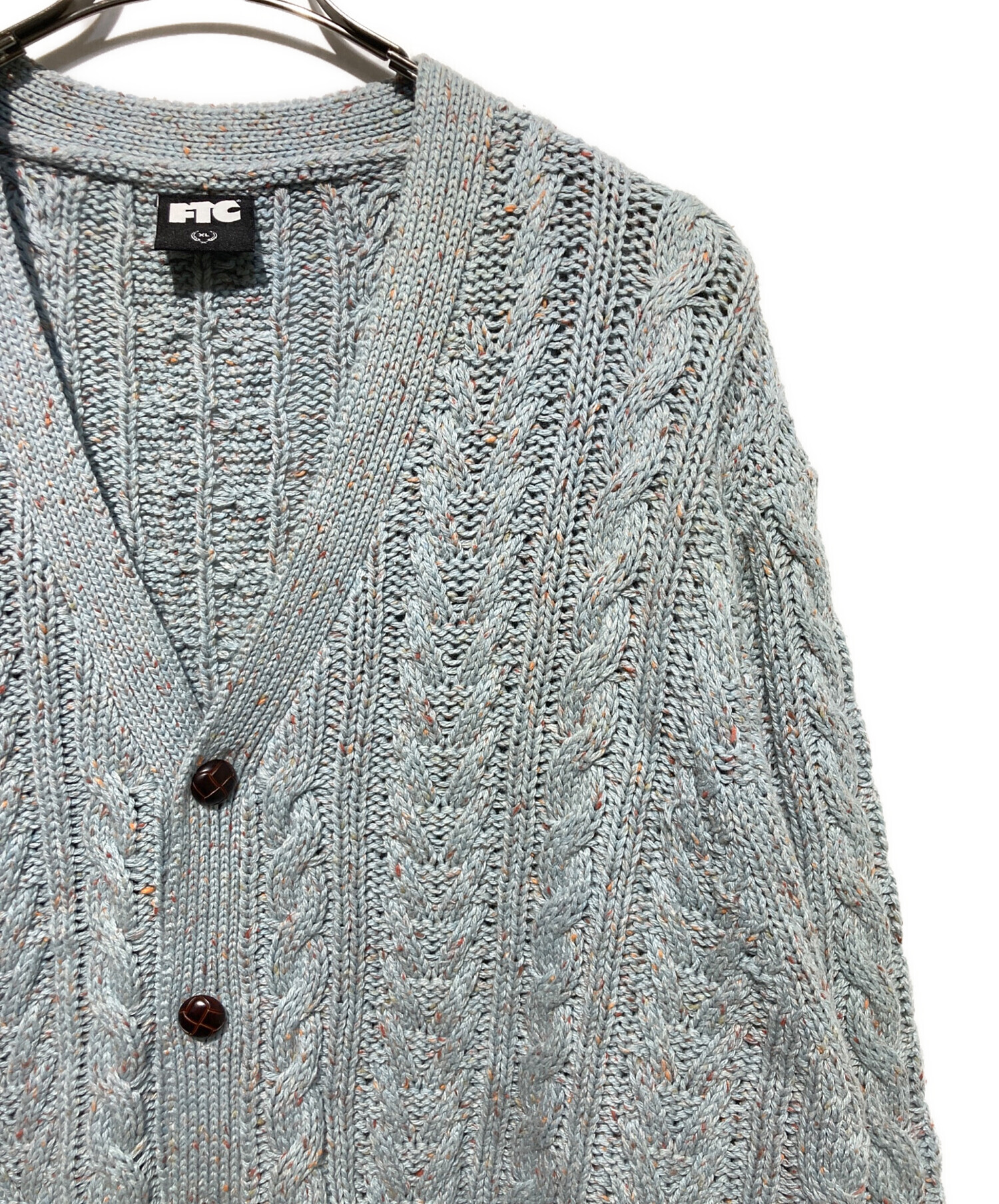 中古・古着通販】FTC (エフティーシー) CABLE KNIT CARDIGAN ブルー