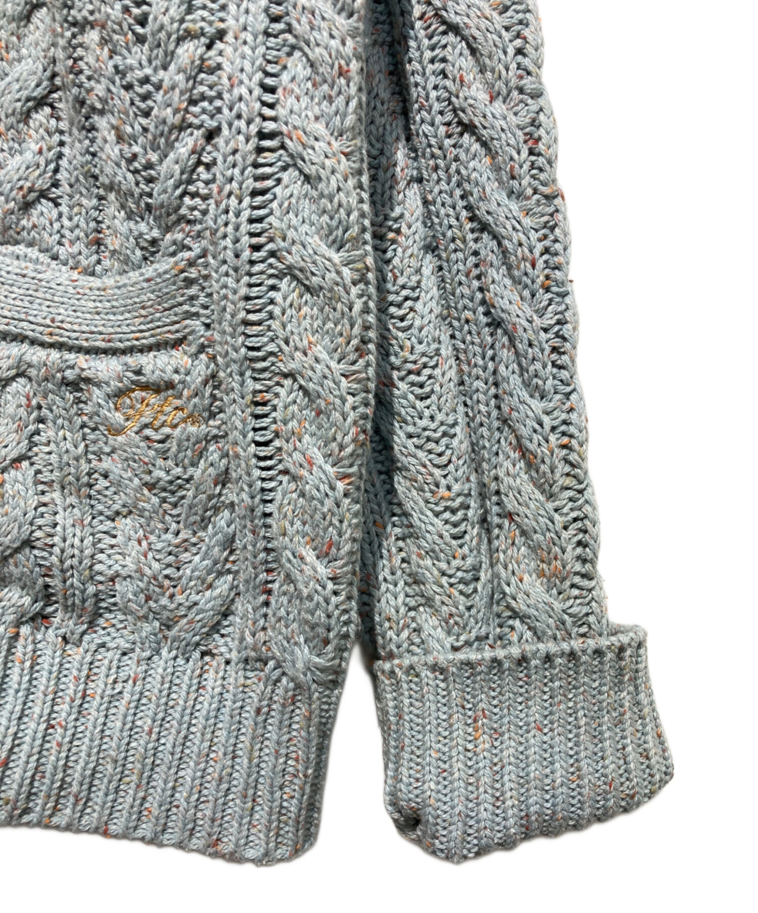 中古・古着通販】FTC (エフティーシー) CABLE KNIT CARDIGAN ブルー