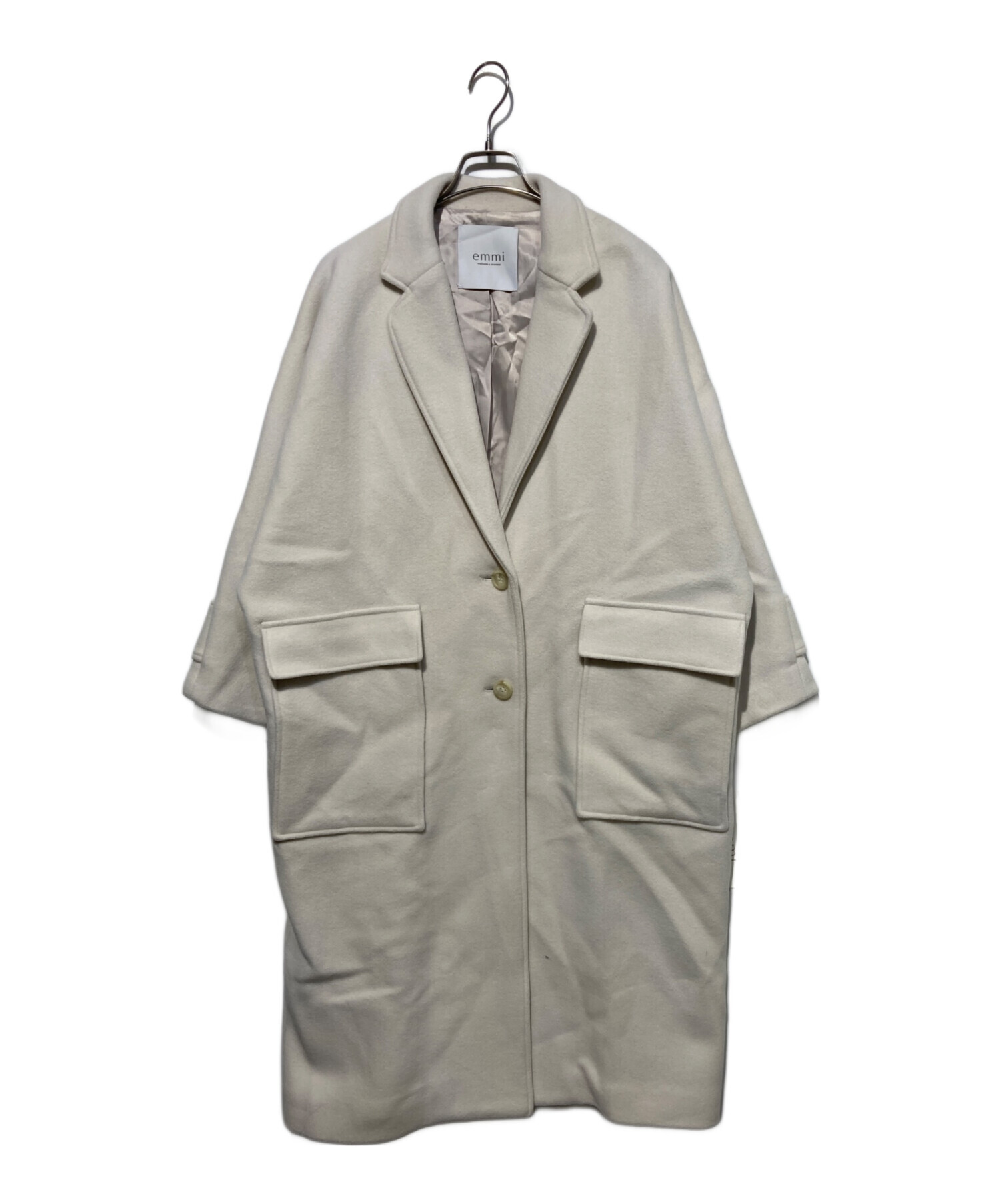 中古・古着通販】emmi (エミ) リサイクルウールロングコート ホワイト
