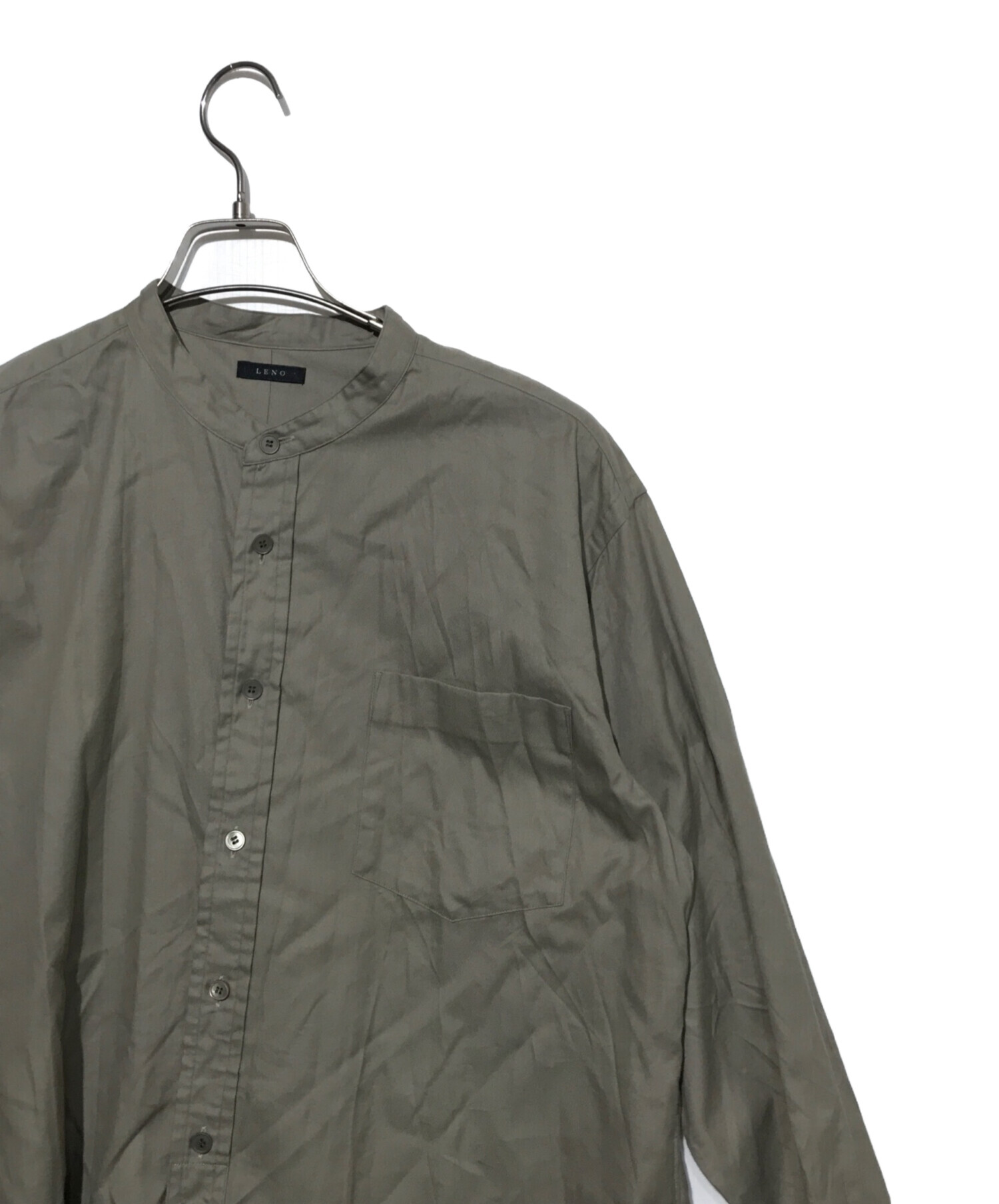 中古・古着通販】LENO (リノ) バンドカラーシャツ カーキ サイズ:1
