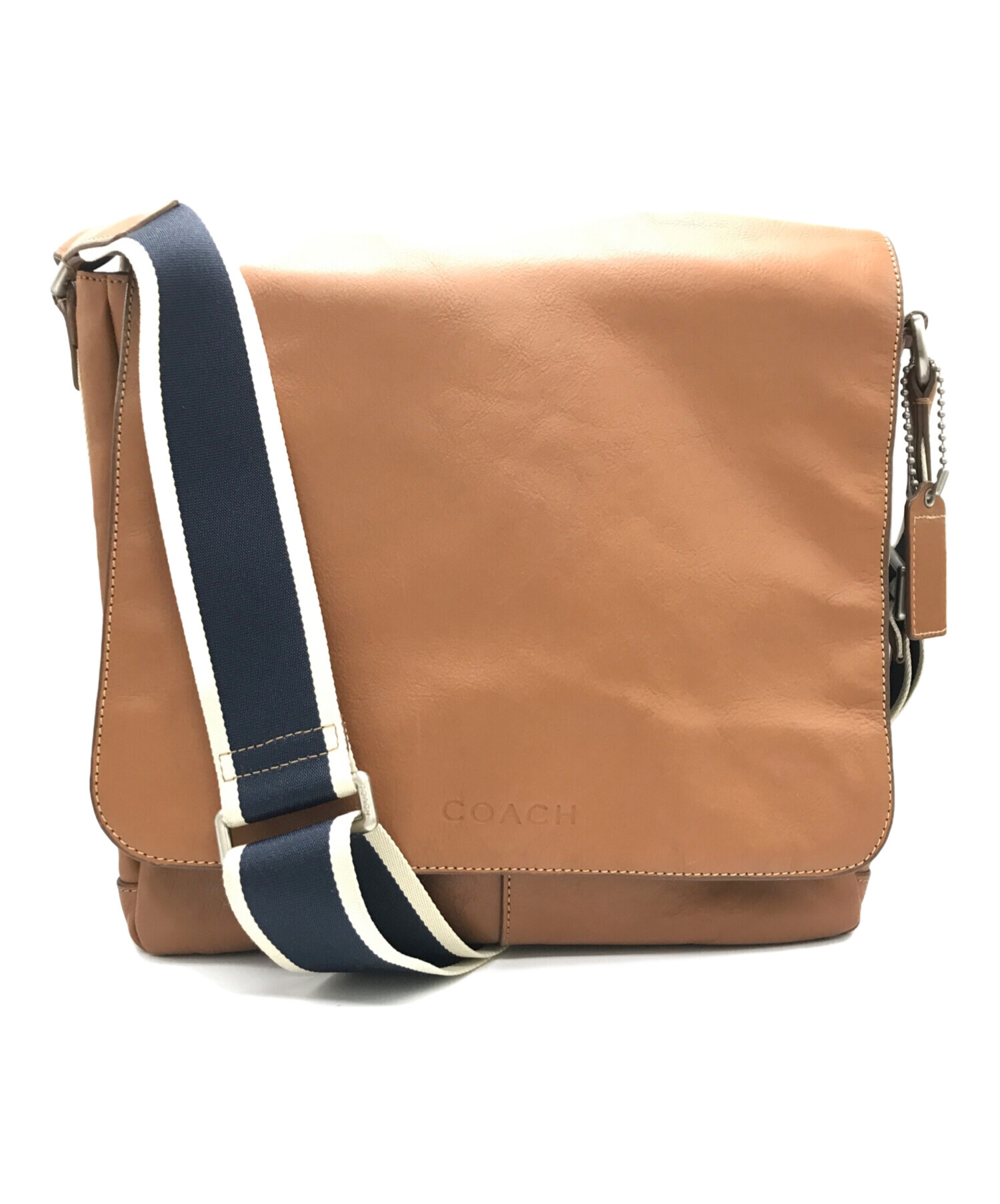 中古・古着通販】COACH (コーチ) ショルダーバッグ ベージュ×ネイビー 