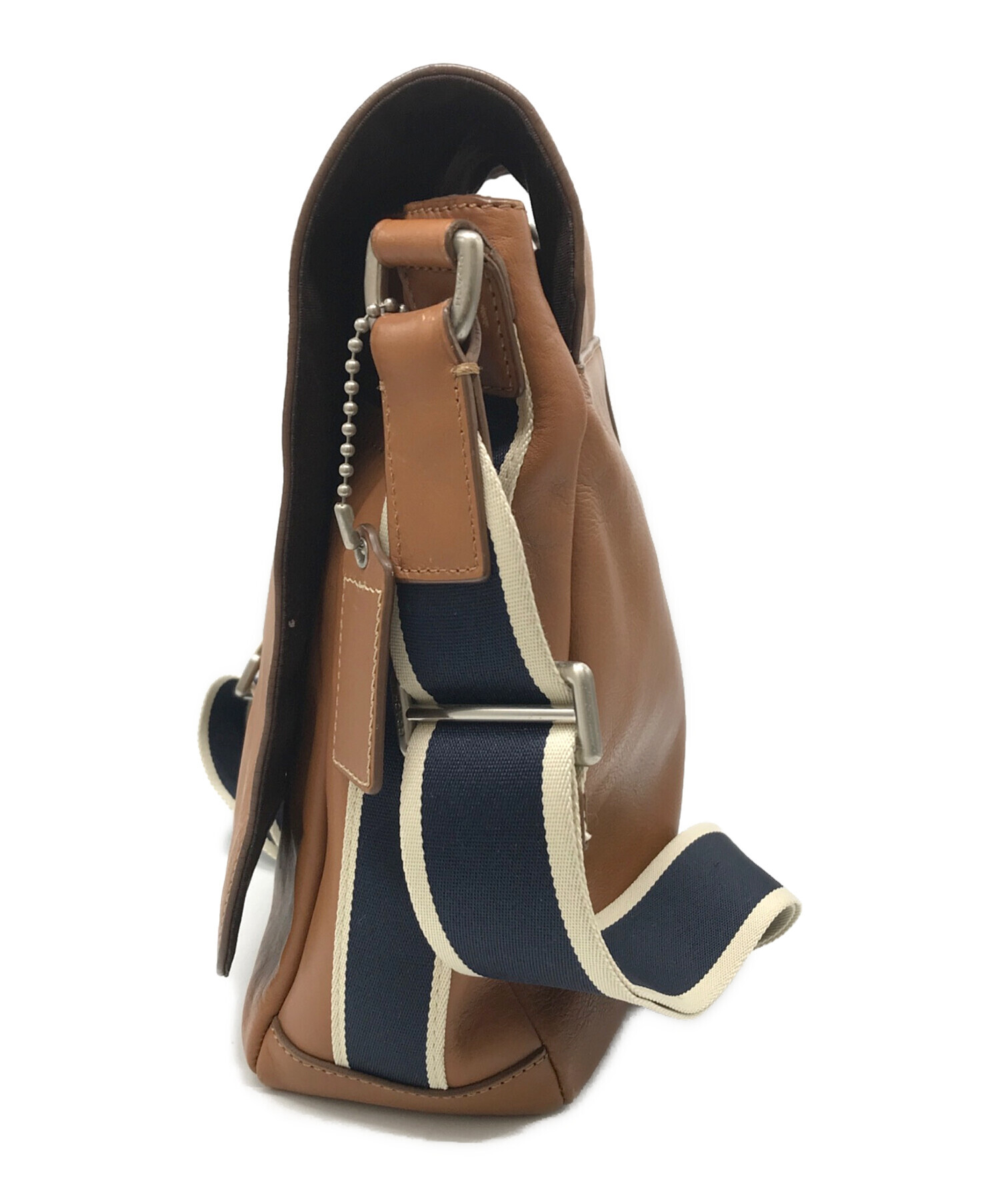 中古・古着通販】COACH (コーチ) ショルダーバッグ ベージュ×ネイビー 