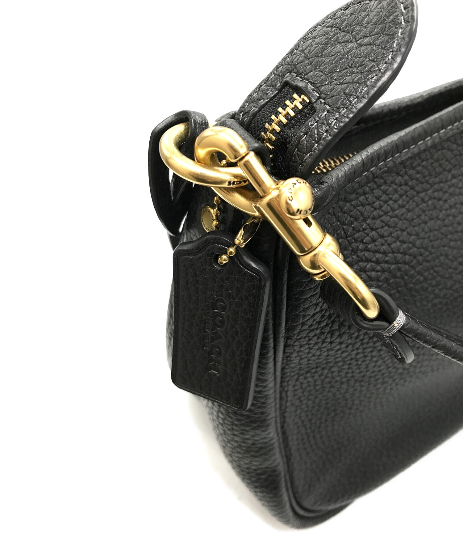 【美品】coach、コーチ、ブラックレザーキルティングゴールドショルダーバッグ 割引あり COACH タビー ブラック キルティング ショルダーバッグ