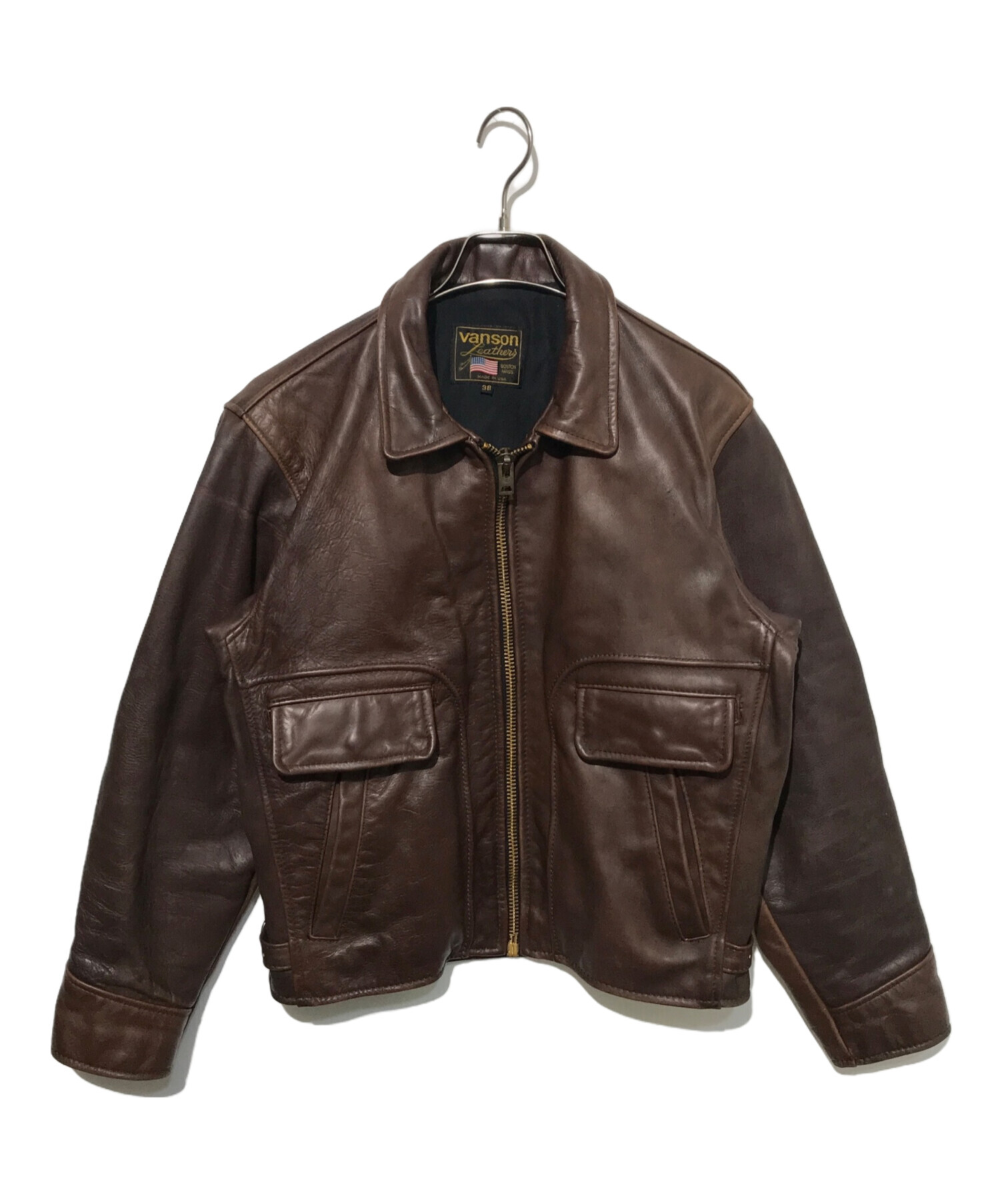 中古・古着通販】VANSON (バンソン) レザージャケット ブラウン サイズ