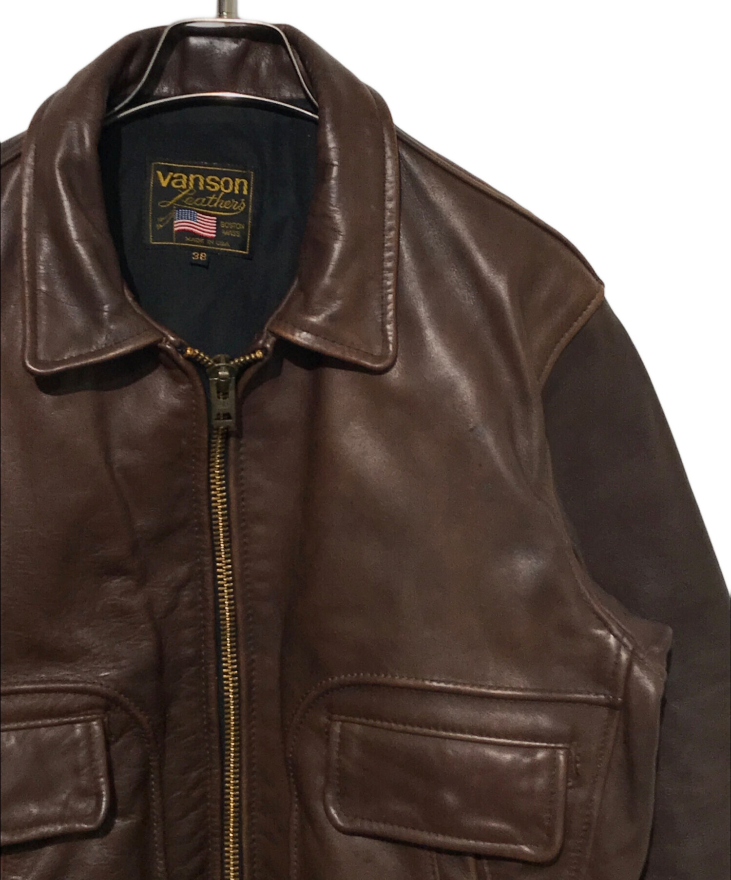中古・古着通販】VANSON (バンソン) レザージャケット ブラウン サイズ
