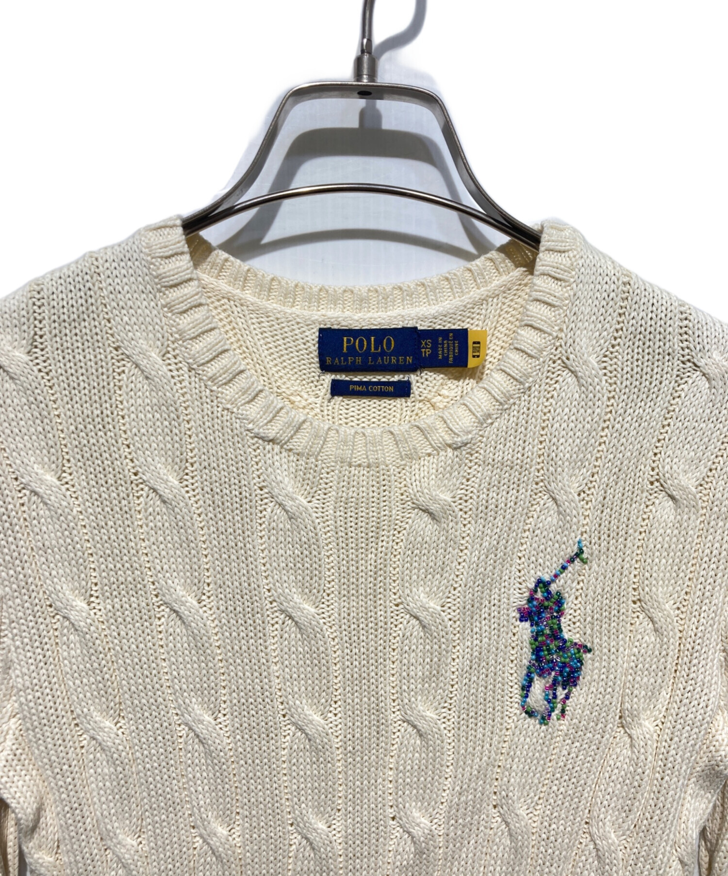 【美品】POLO RALPH LAUREN ケーブルニットTシャツ ベージュ 中古・古着通販】POLO RALPH LAUREN (ポロ・ラルフローレン
