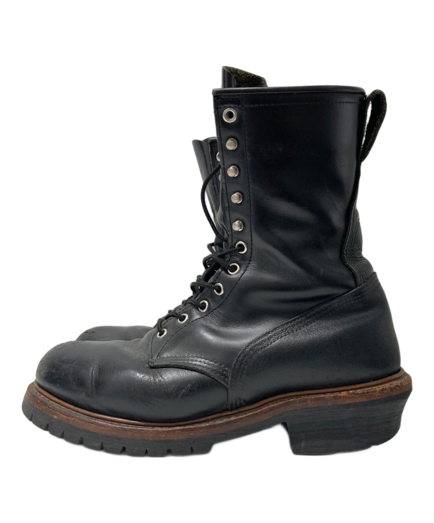 ヨシユキ様用【ヴィンテージ REDWING】羽タグ レースアップ 中古品 中古・古着通販】RED WING (レッドウィング) ロガーブーツ ブラック