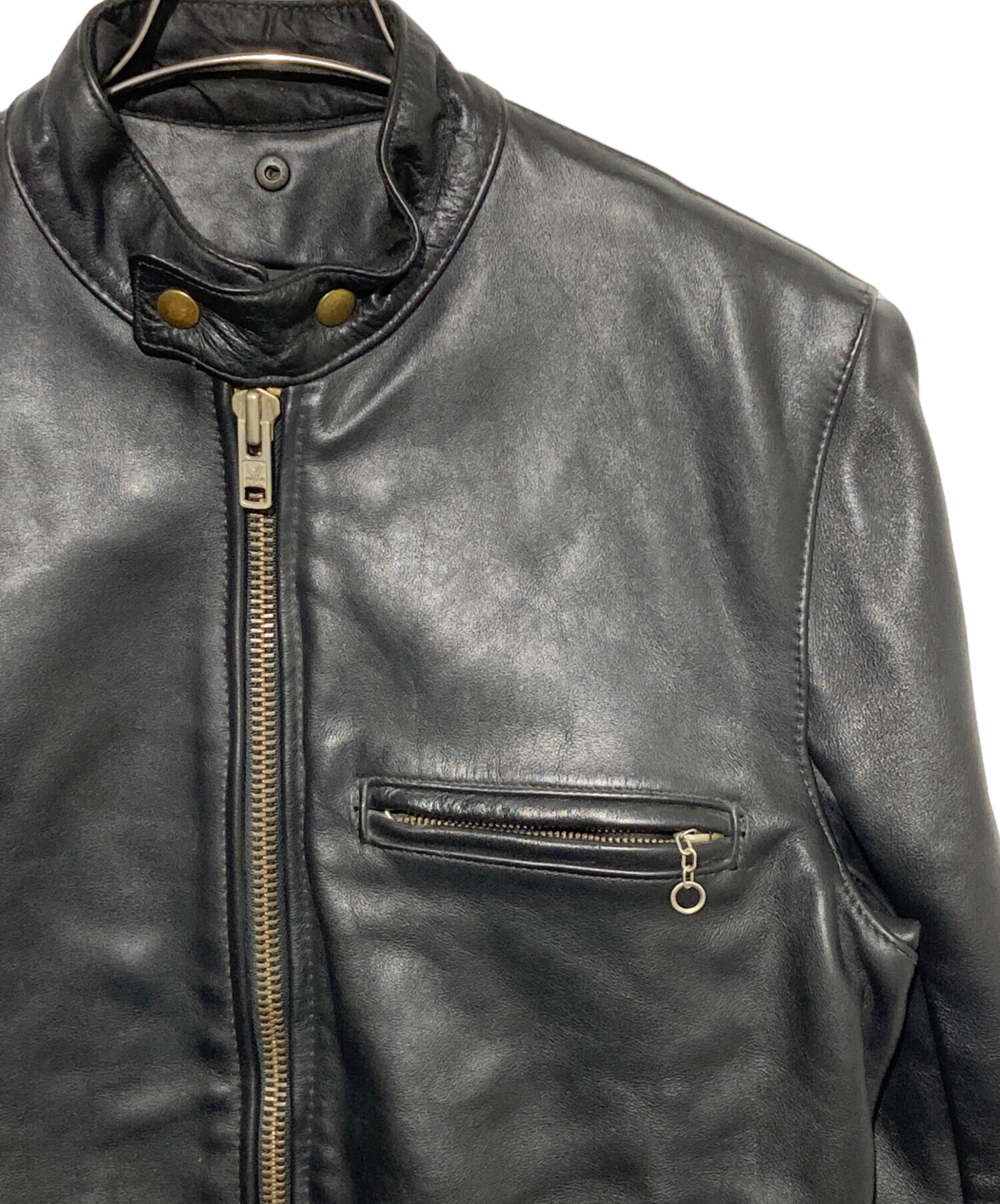 VANSON(バンソン) レザージャケットブラック　サイズ38 中古・古着通販】VANSON (バンソン) レザーダブルライダースジャケット