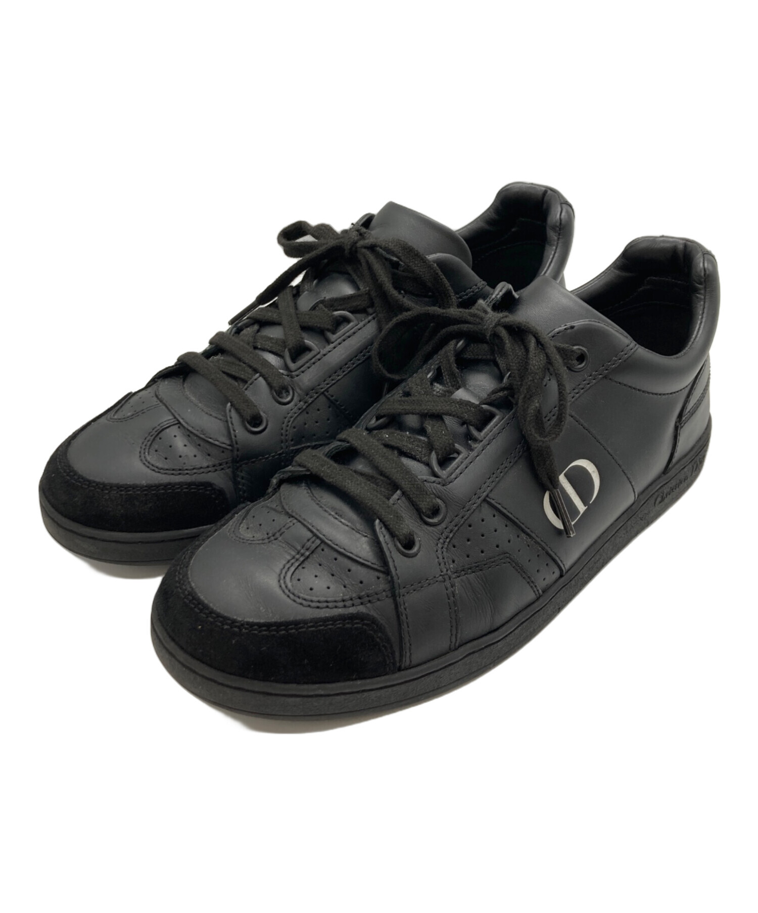 DIOR ディオール CDロゴ　レザースニーカー 41 26cm ブラック 中古・古着通販】Christian Dior (クリスチャン ディオール) CDロゴ