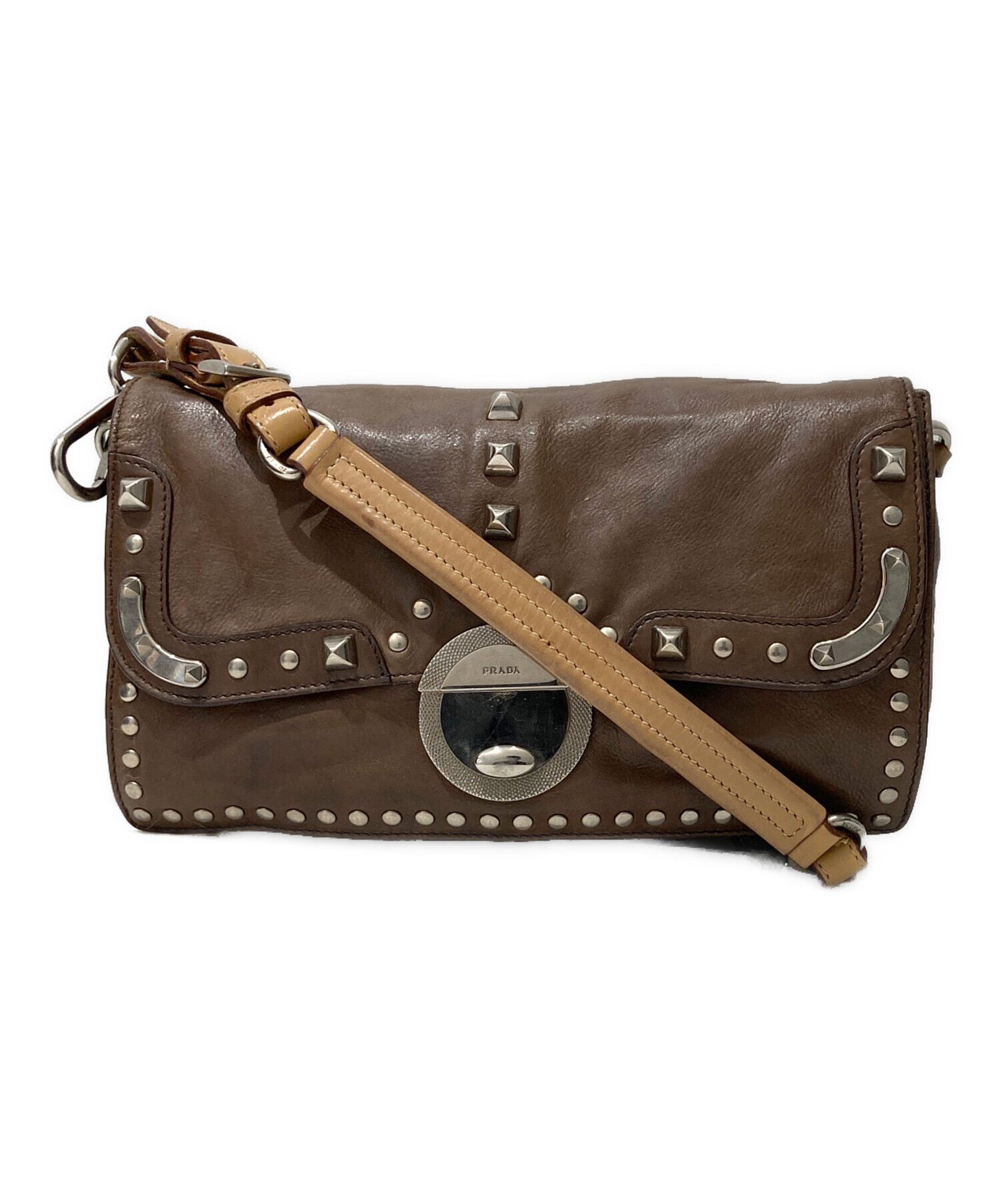 中古・古着通販】PRADA (プラダ) スタッズワンショルダーバッグ