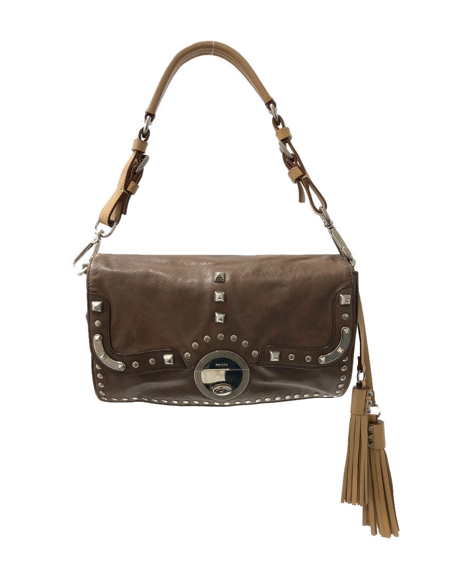 中古・古着通販】PRADA (プラダ) スタッズワンショルダーバッグ