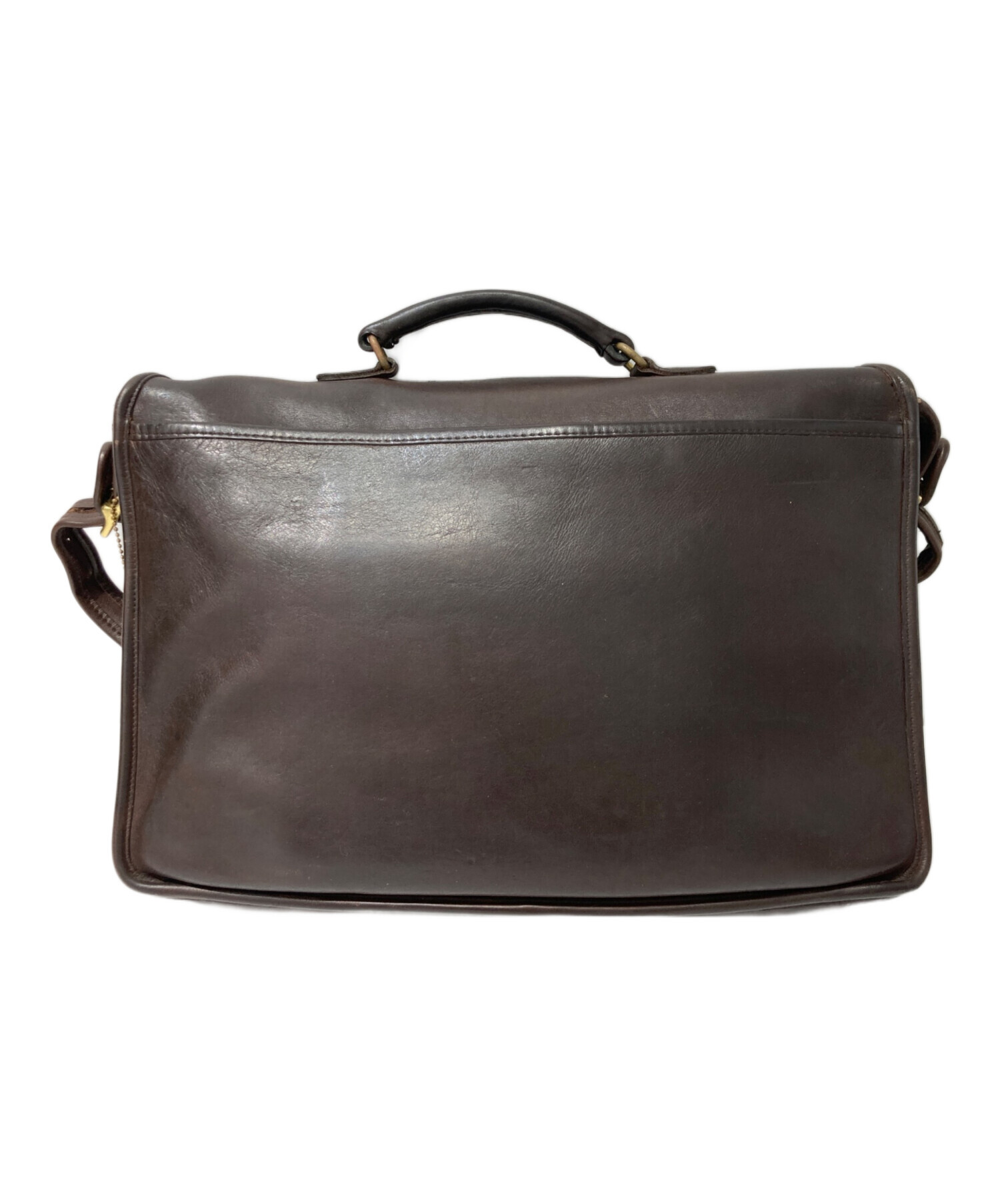 中古・古着通販】COACH (コーチ) オールレザーブリーフケース ブラウン 