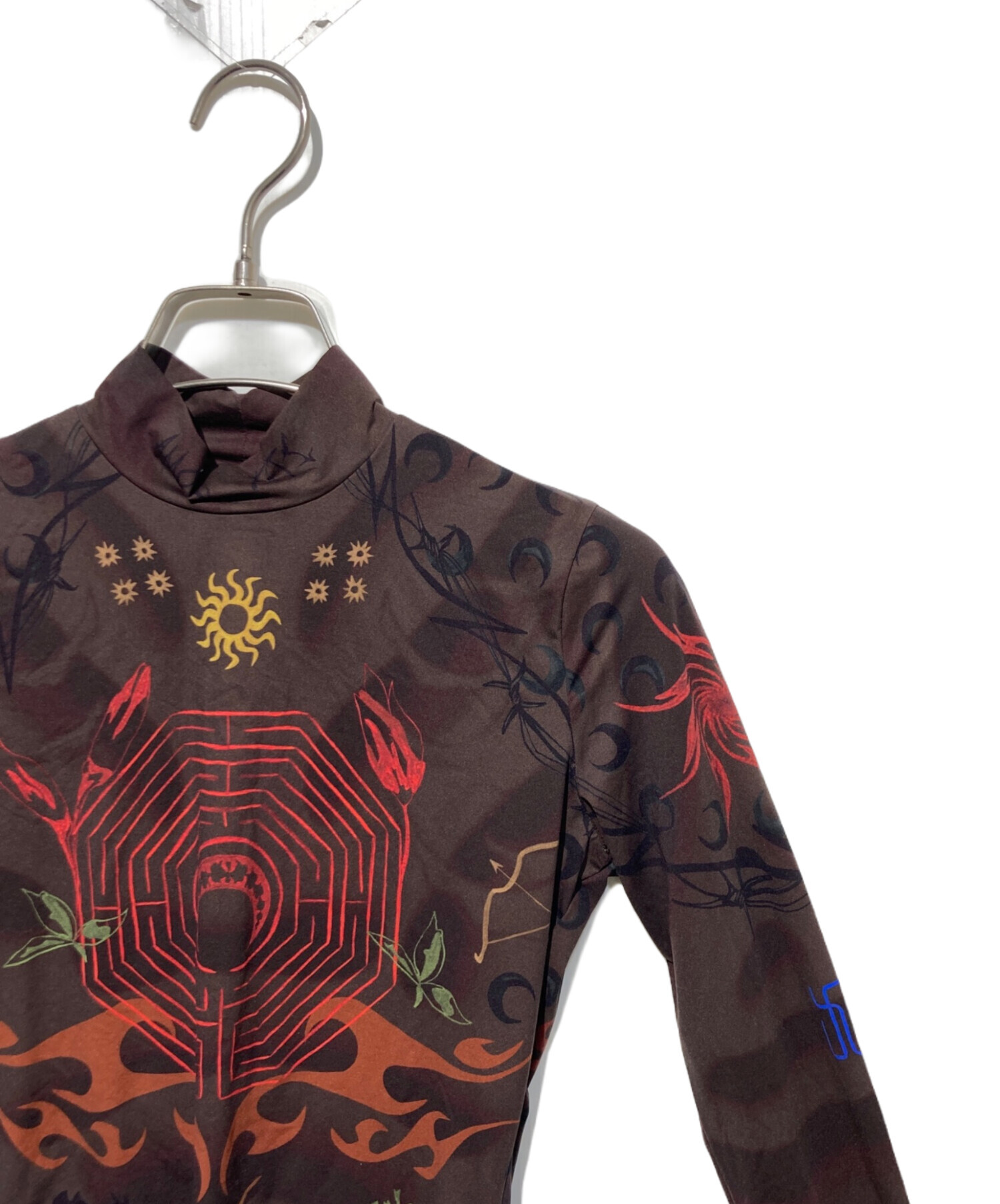 MARINE SERRE マリーンセル secondskin 長袖 ブラウン 中古・古着通販】MARINE SERRE (マリーンセル) Second skin tattoo top