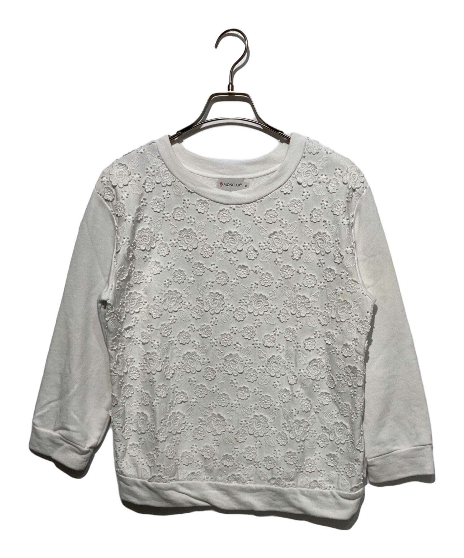 中古・古着通販】MONCLER (モンクレール) 花柄刺繍スウェット ホワイト 