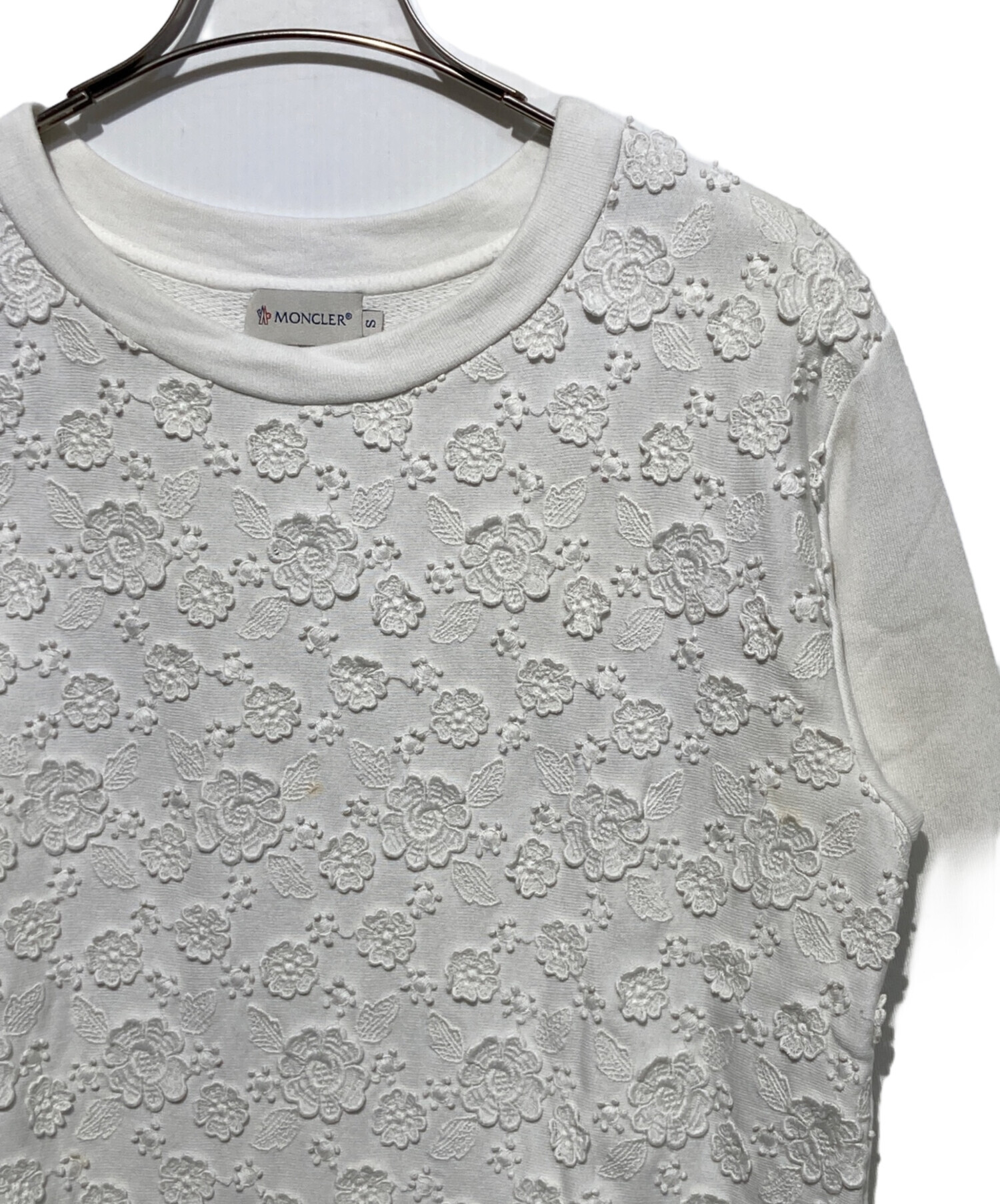 新品未使用MONCLER モンクレール ホワイト 花柄刺繍スウェット M