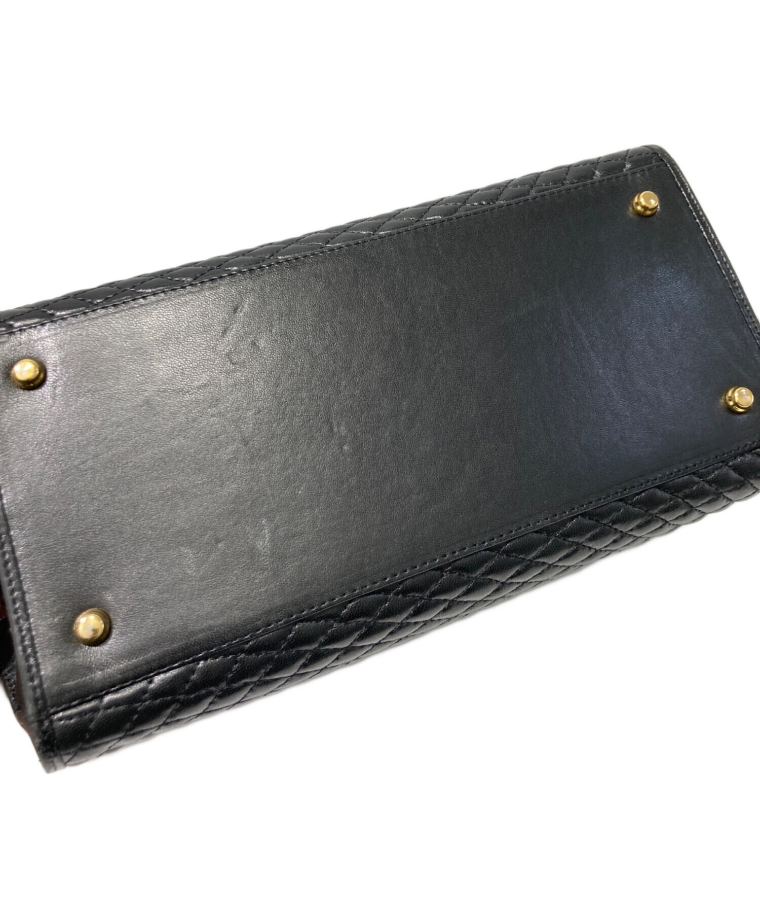 BALLY バリー キルティング ボストンバッグ レザー ブラック シルバー金具 中古・古着通販】BALLY (バリー) キルティングレザーハンドバッグ