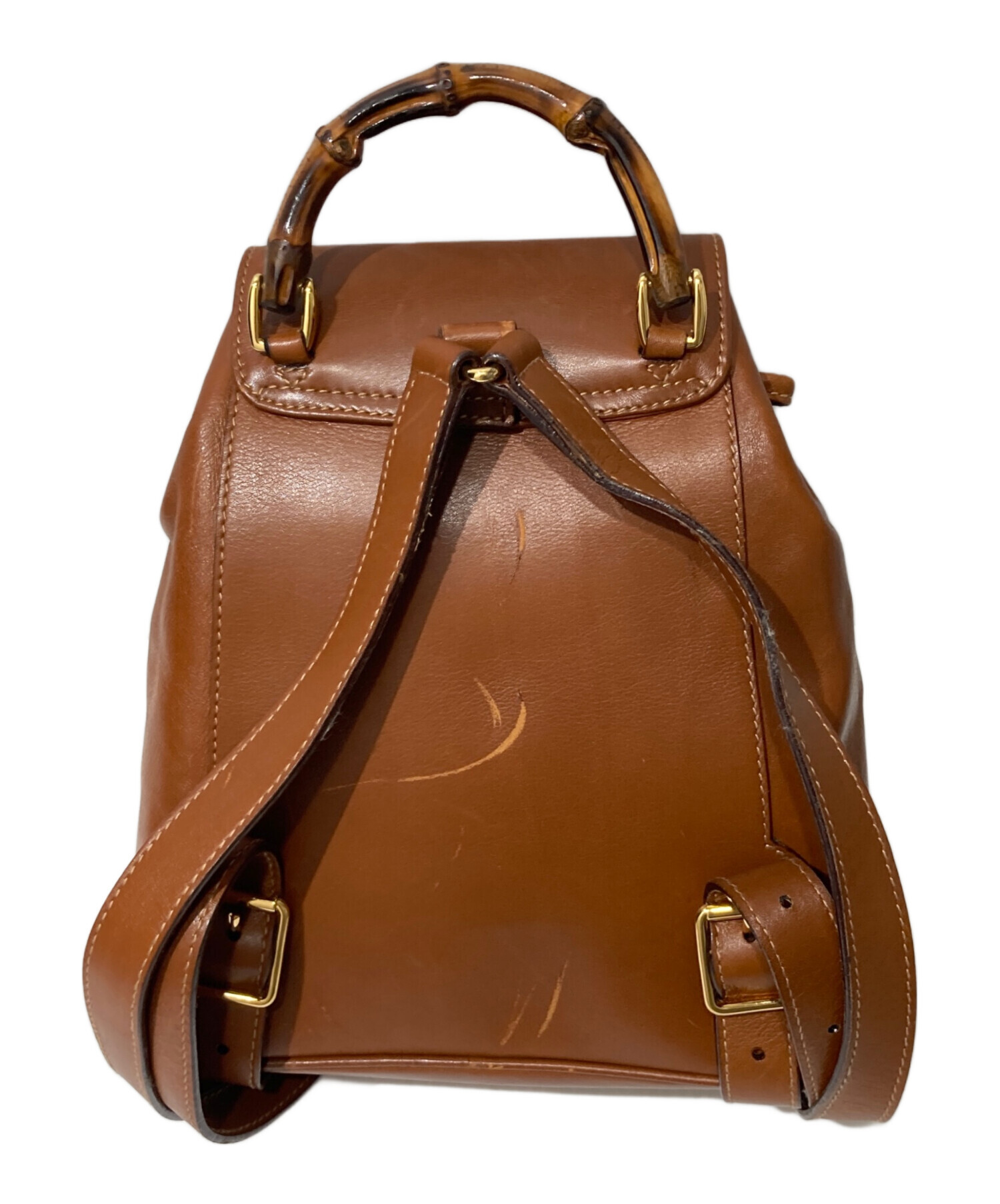 中古・古着通販】GUCCI (グッチ) バンブーレザーバックパック ブラウン 