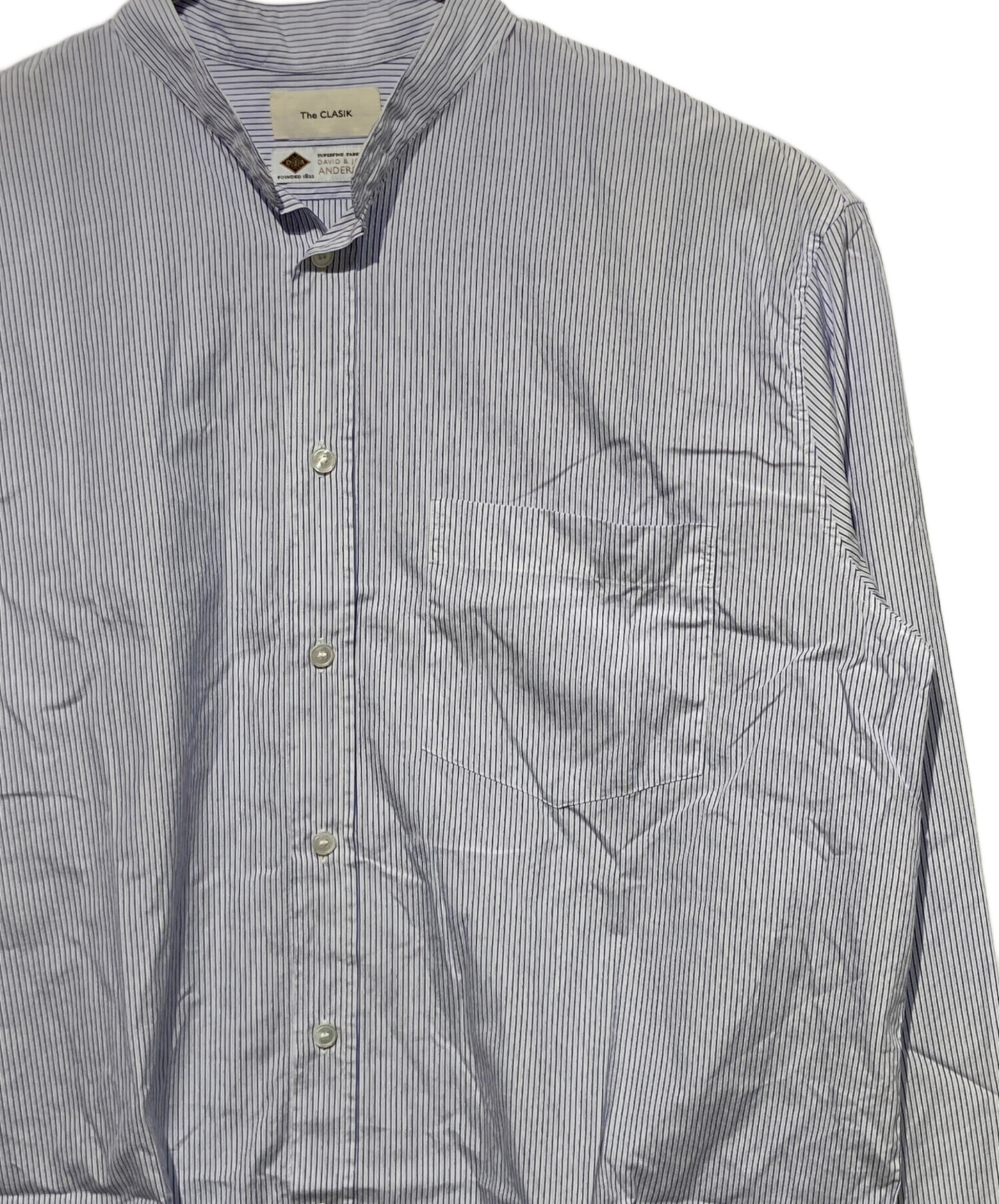 中古・古着通販】The CLASIK (ザ クラシック) COLLARLESS SHIRT ブルー